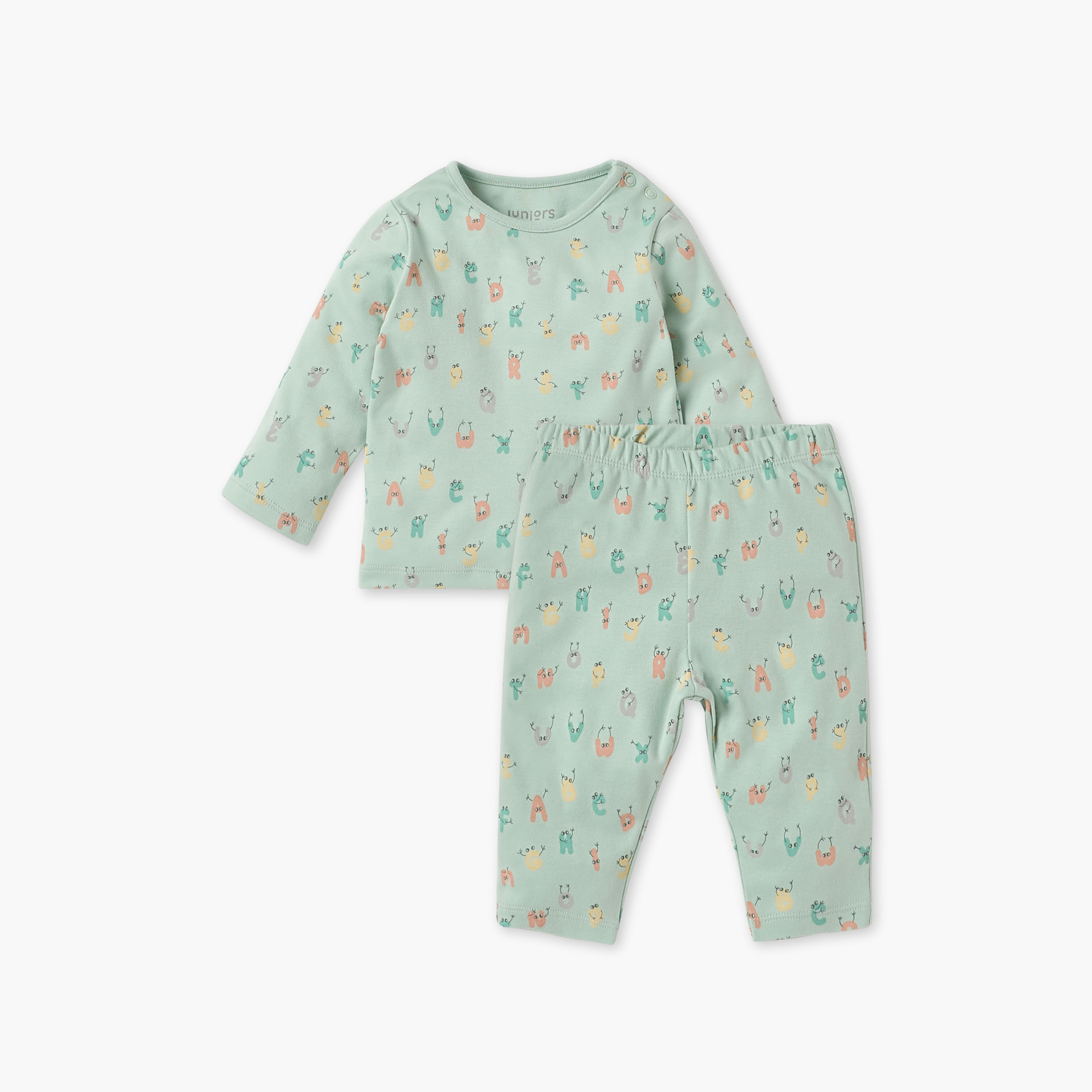 Juniors Lion Print Long Sleeve T-shirt and Pyjama Set-baby-boys-clothing-nightwear-pyjamasets-image-1