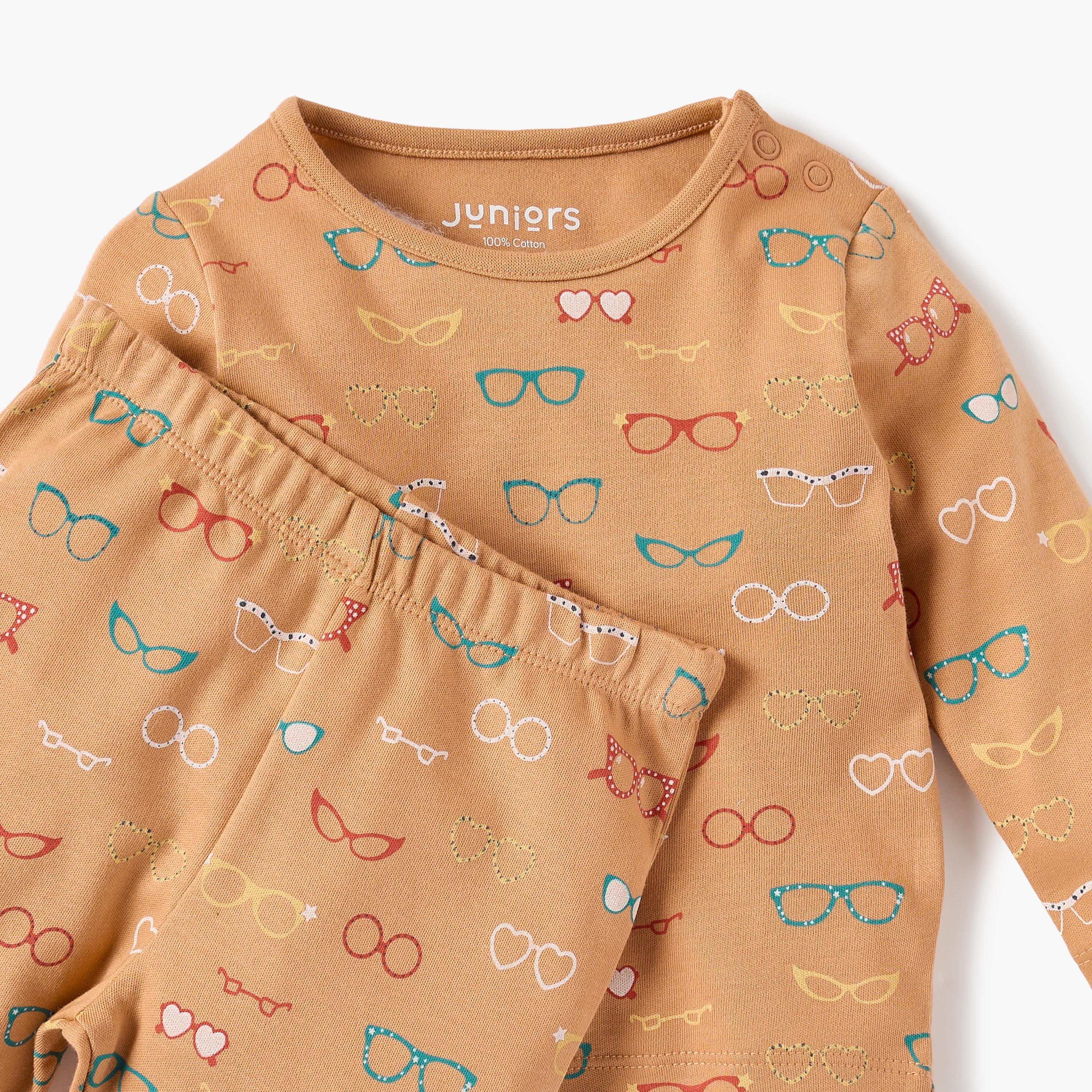 Juniors All-Over Spectacle Print T-shirt and Pyjama Set-baby-boys-clothing-nightwear-pyjamasets-image-4