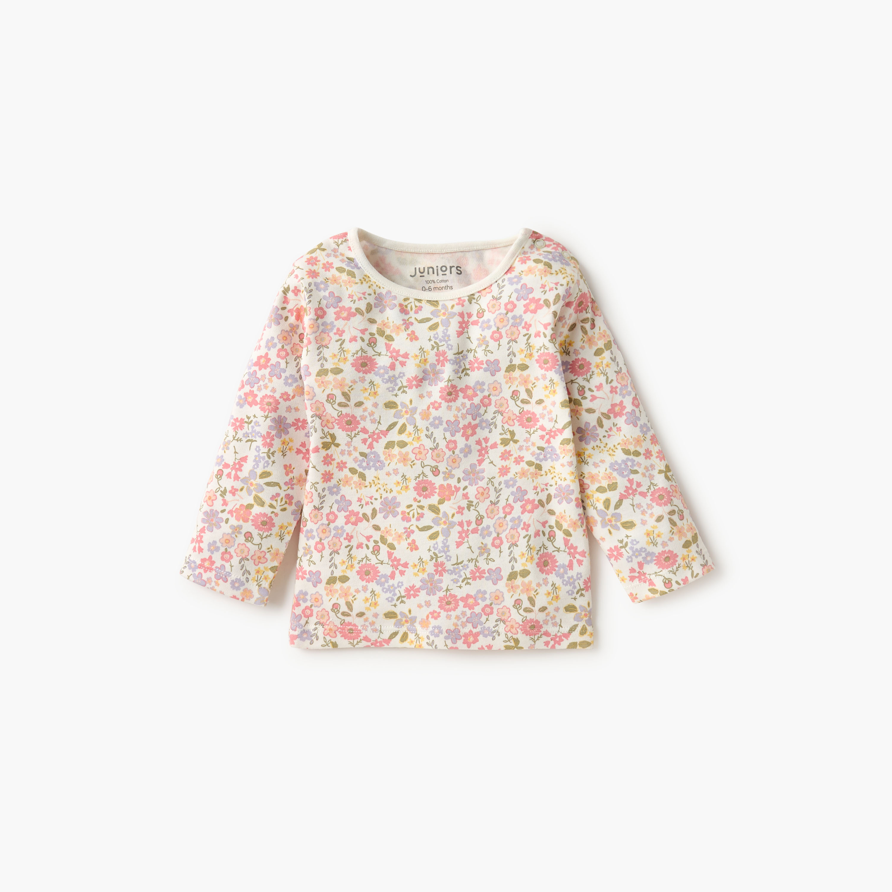 Juniors Floral Print T-shirt and Pyjama Set-baby-girls-clothing-nightwear-pyjamasets-image-2