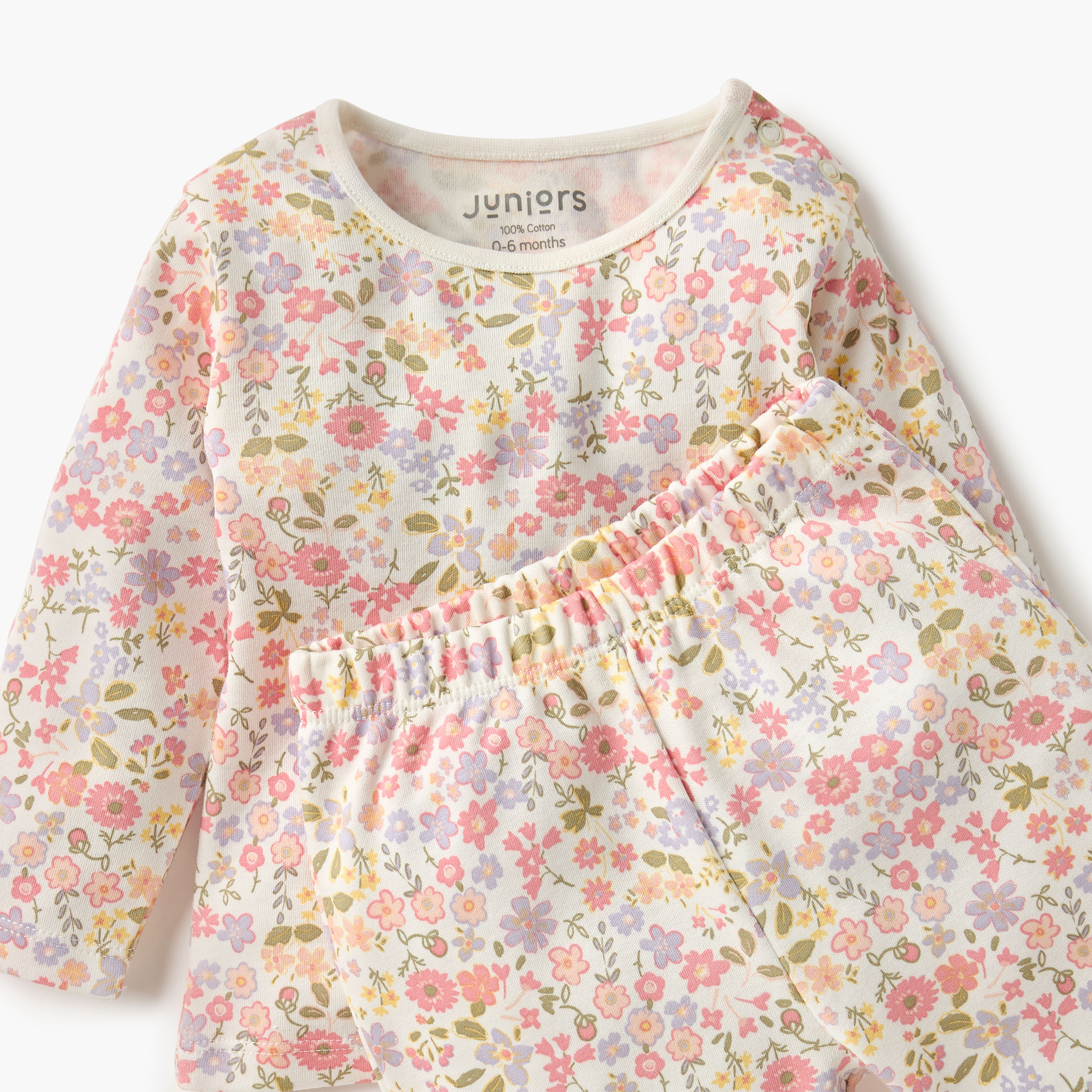 Juniors Floral Print T-shirt and Pyjama Set-baby-girls-clothing-nightwear-pyjamasets-image-4