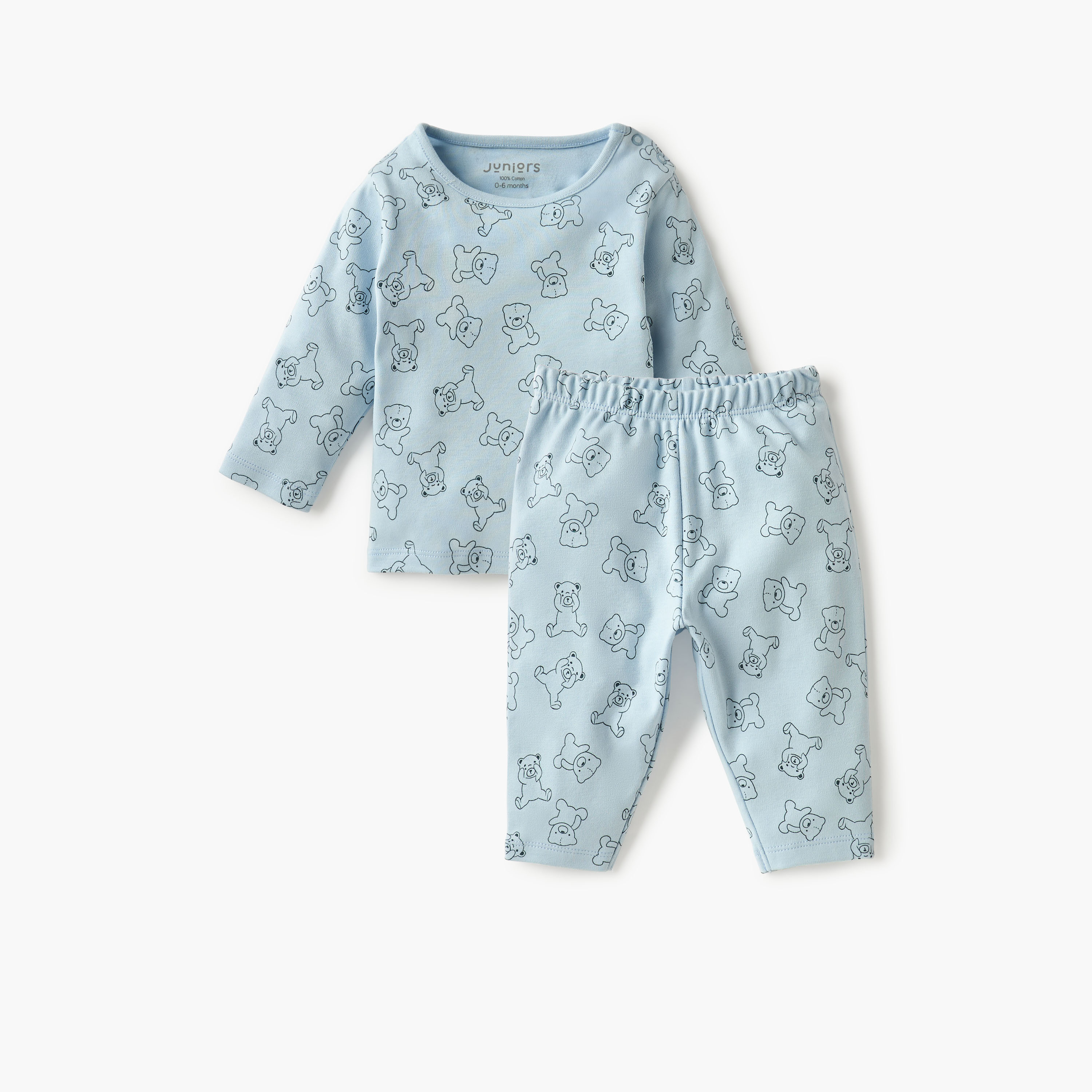 Juniors Tiger Print Long Sleeves T-shirt and Pyjama Set-baby-girls-clothing-nightwear-pyjamasets-image-1