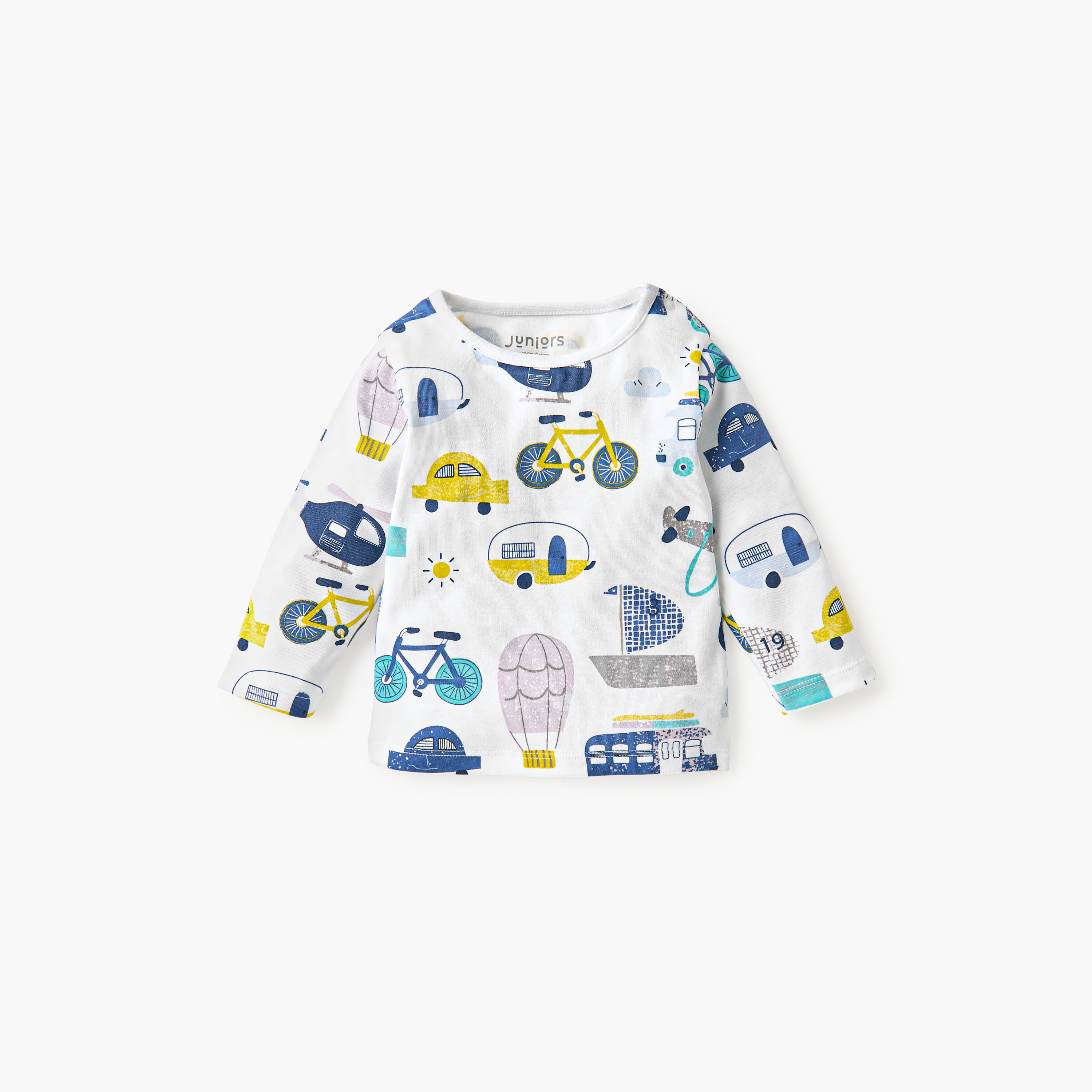 Juniors All-Over Vehicle Printed T-shirt and Pyjama Top-baby-boys-clothing-nightwear-pyjamasets-image-2