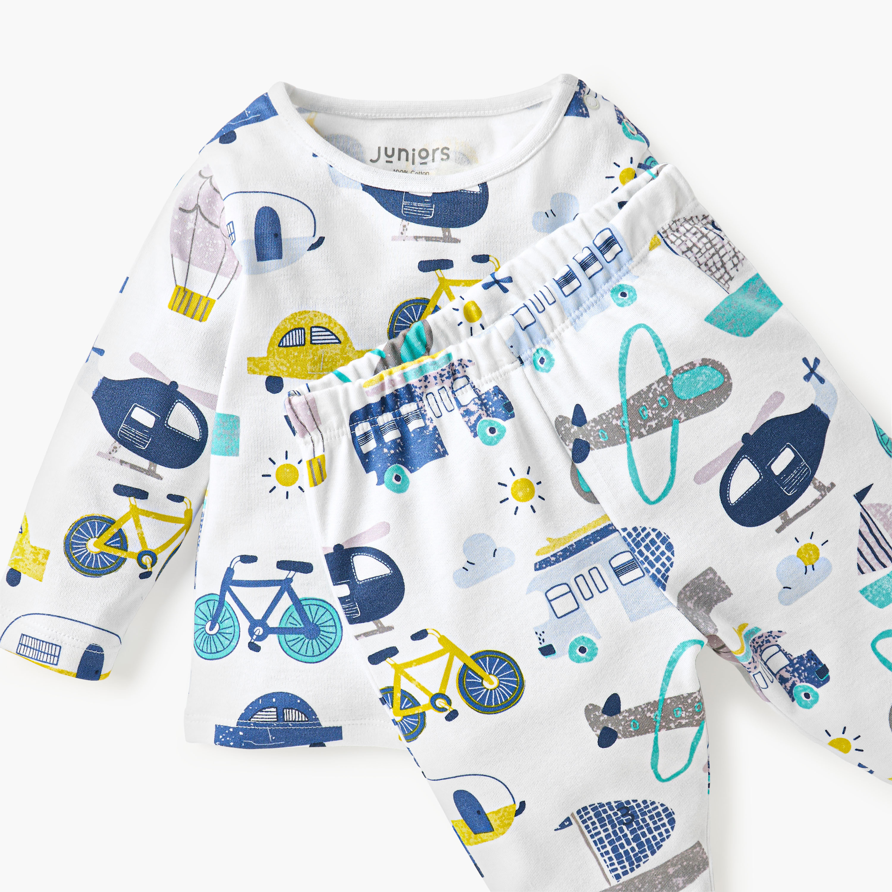 Juniors All-Over Vehicle Printed T-shirt and Pyjama Top-baby-boys-clothing-nightwear-pyjamasets-image-4