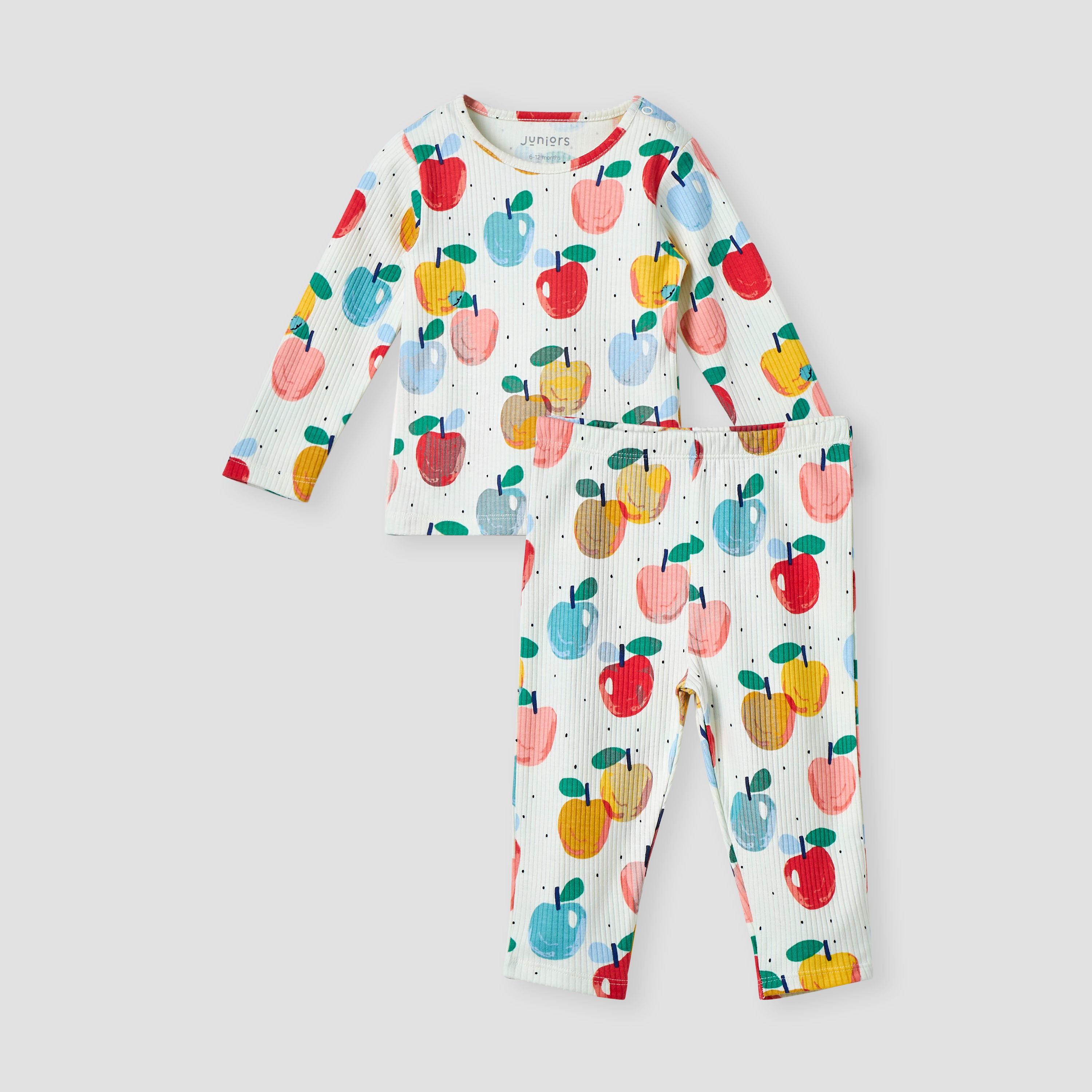 Juniors All-Over Apple Print T-shirt and Pyjama Set-baby-girls-clothing-nightwear-pyjamasets-image-1