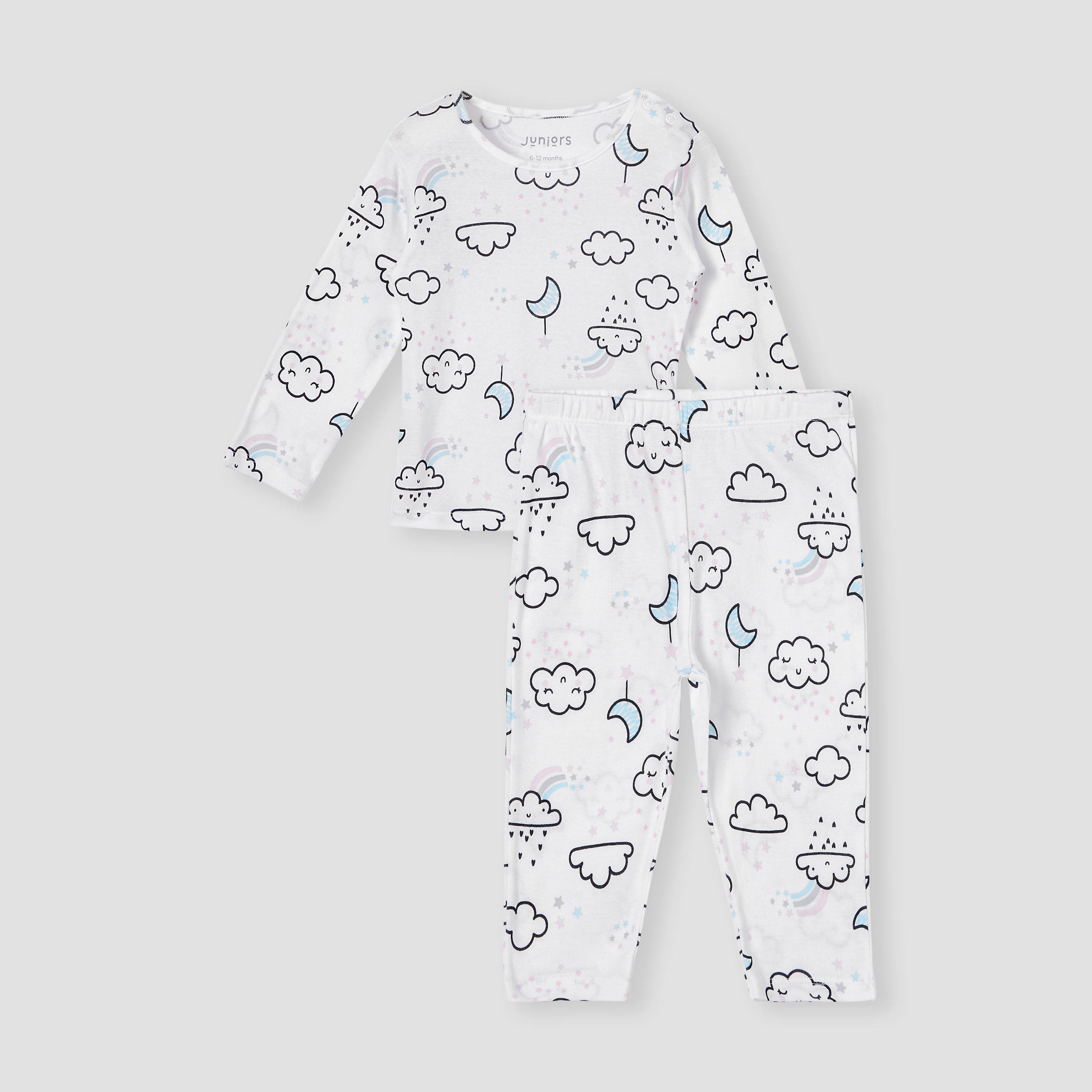 Juniors Printed Long Sleeves T-shirt and Pyjama Set-baby-girls-clothing-nightwear-pyjamasets-image-1