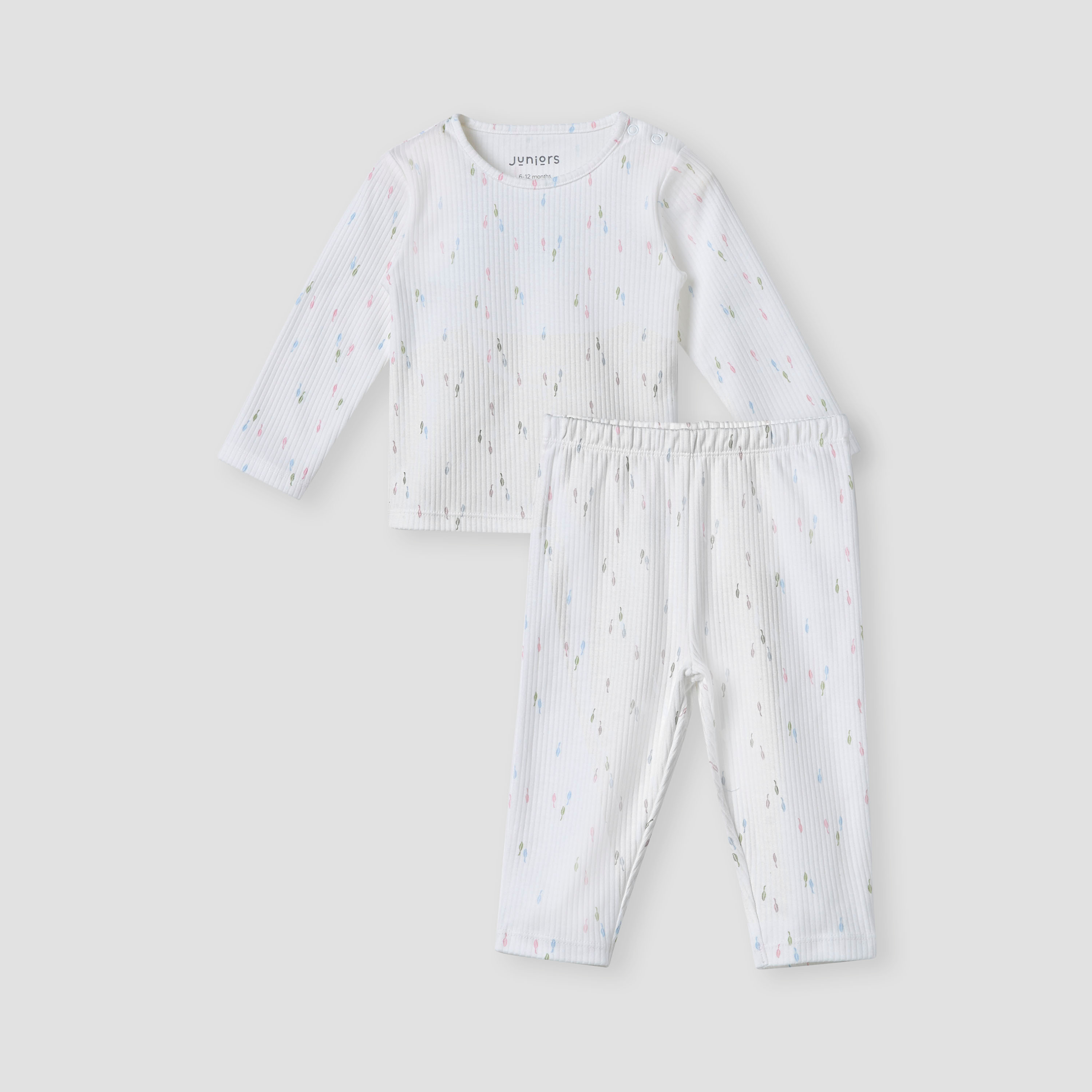 Juniors Printed T-shirt and Pyjama Set- Cotton - Long Sleeves- Round Neck-baby-girls-clothing-nightwear-pyjamasets-image-2