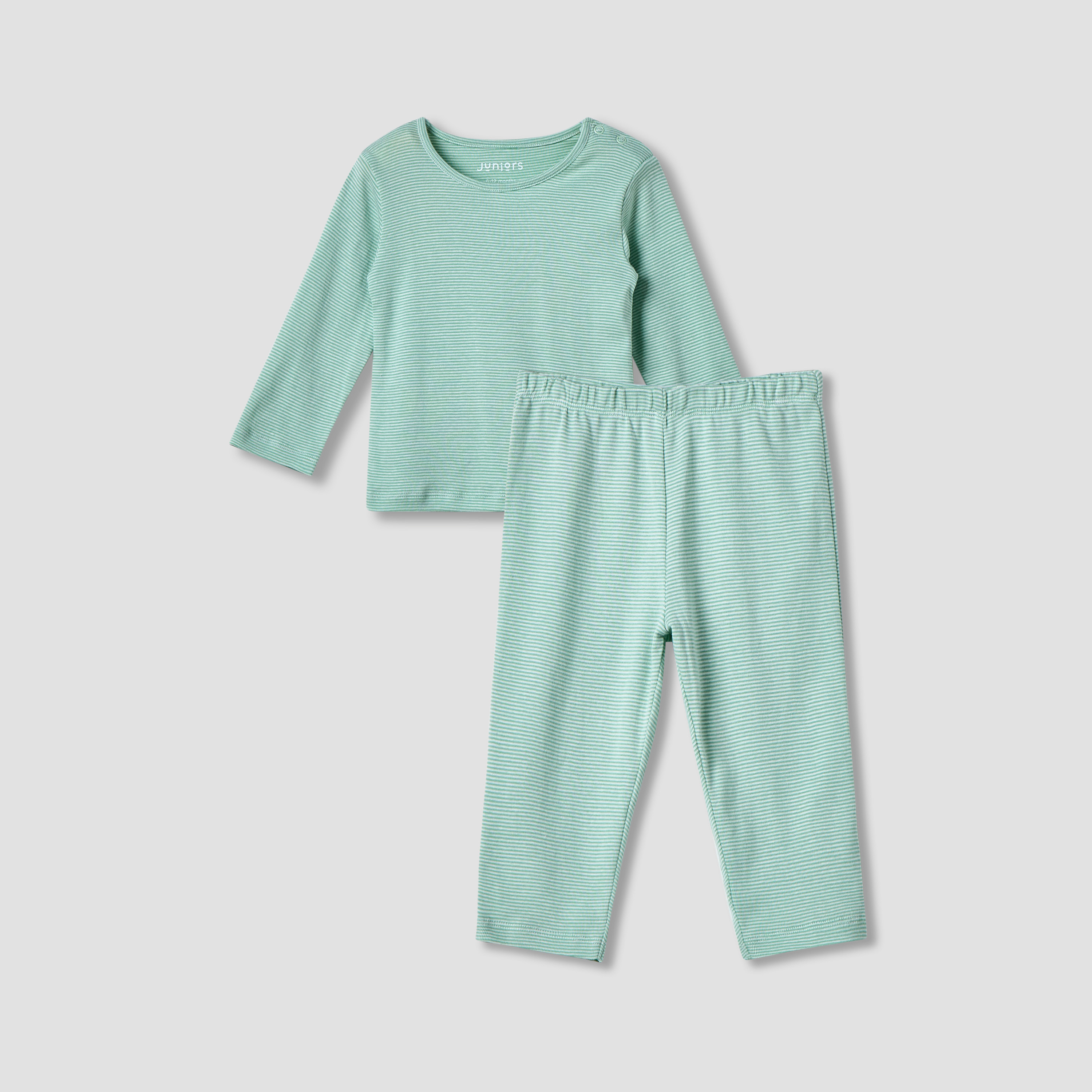 Juniors Striped Long Sleeves T-shirt and Pyjama Set-baby-girls-clothing-nightwear-pyjamasets-image-1