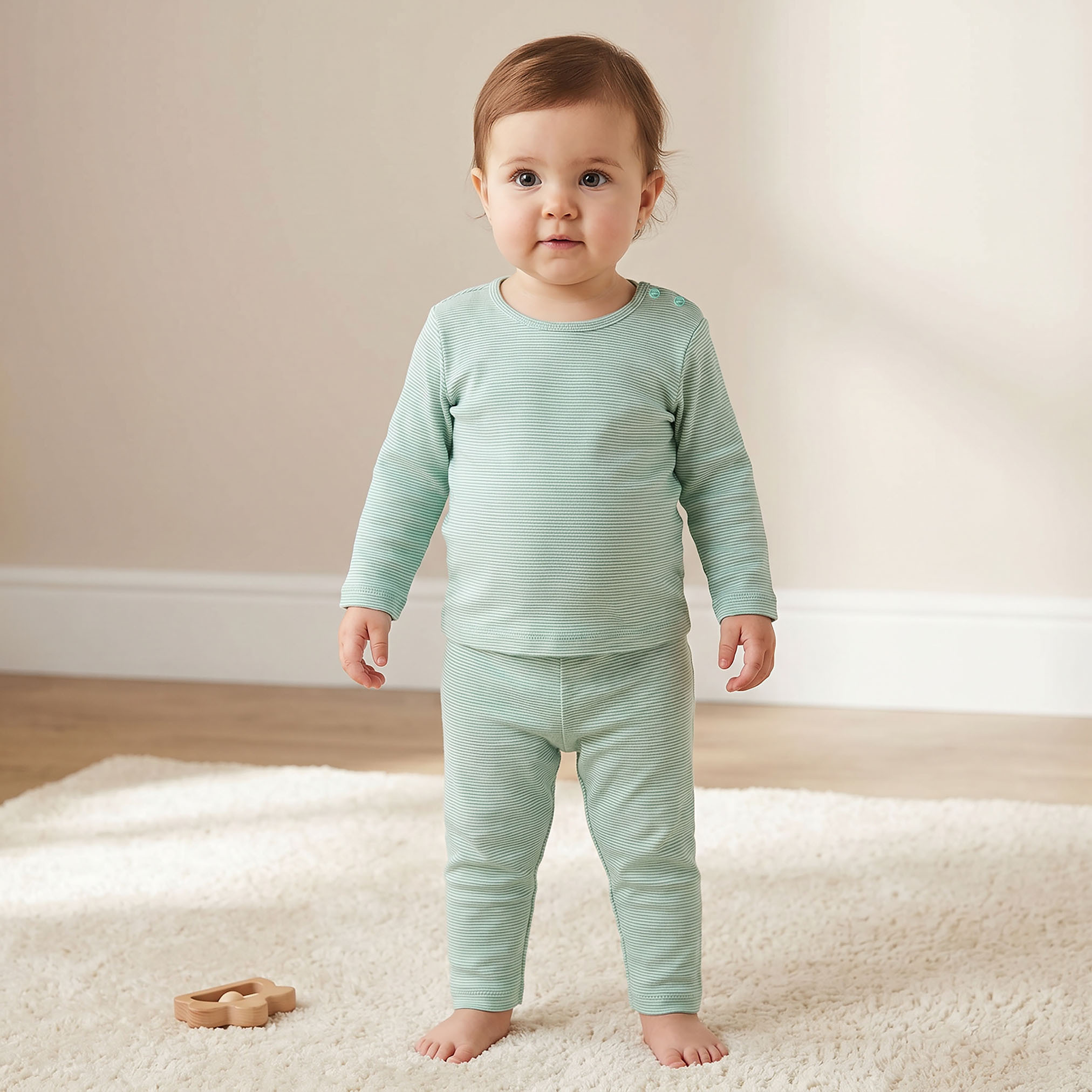 Juniors Striped Long Sleeves T-shirt and Pyjama Set-baby-girls-clothing-nightwear-pyjamasets-image-1