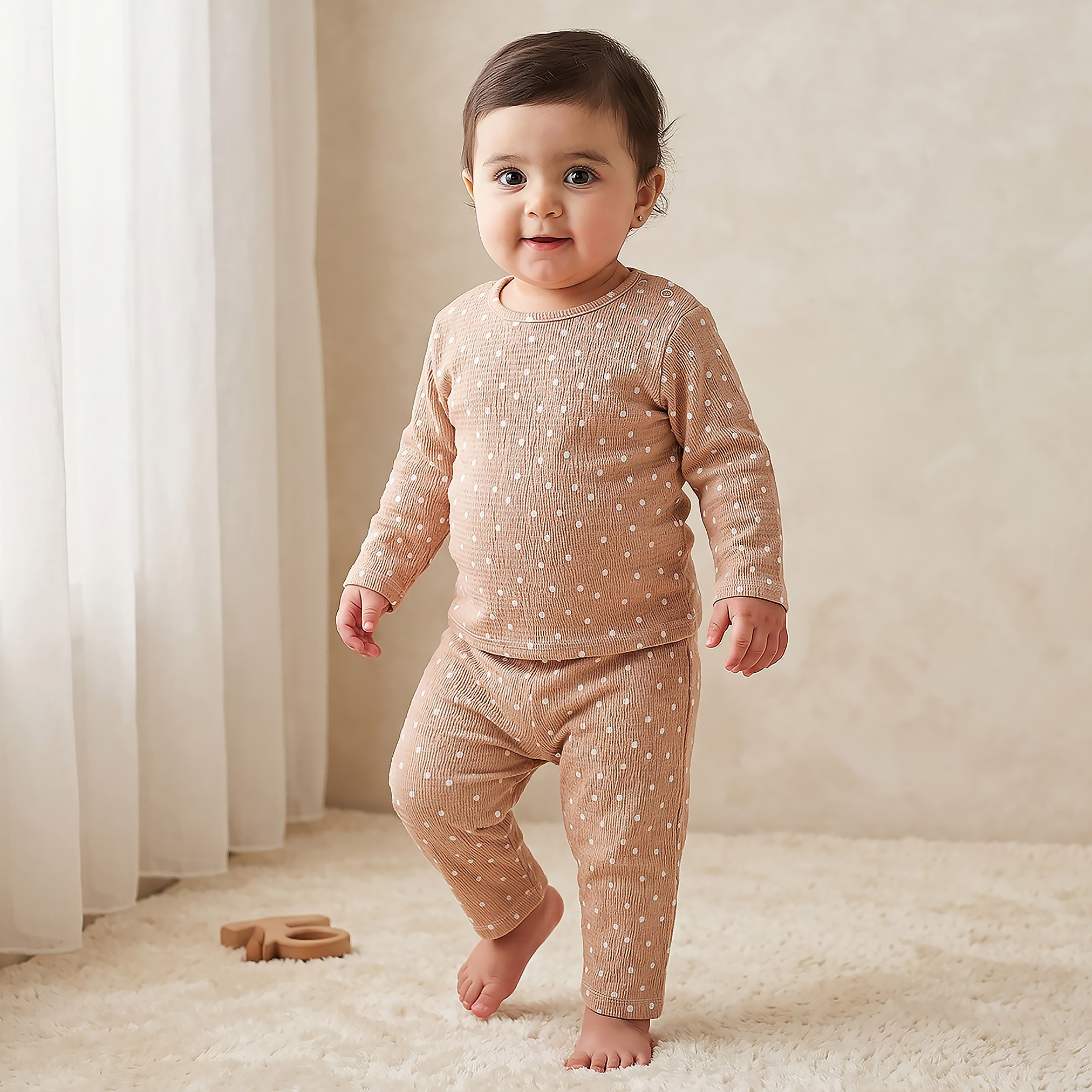Juniors All-Over Polka Dot Print T-shirt and Pyjama Set-baby-girls-clothing-nightwear-pyjamasets-image-1