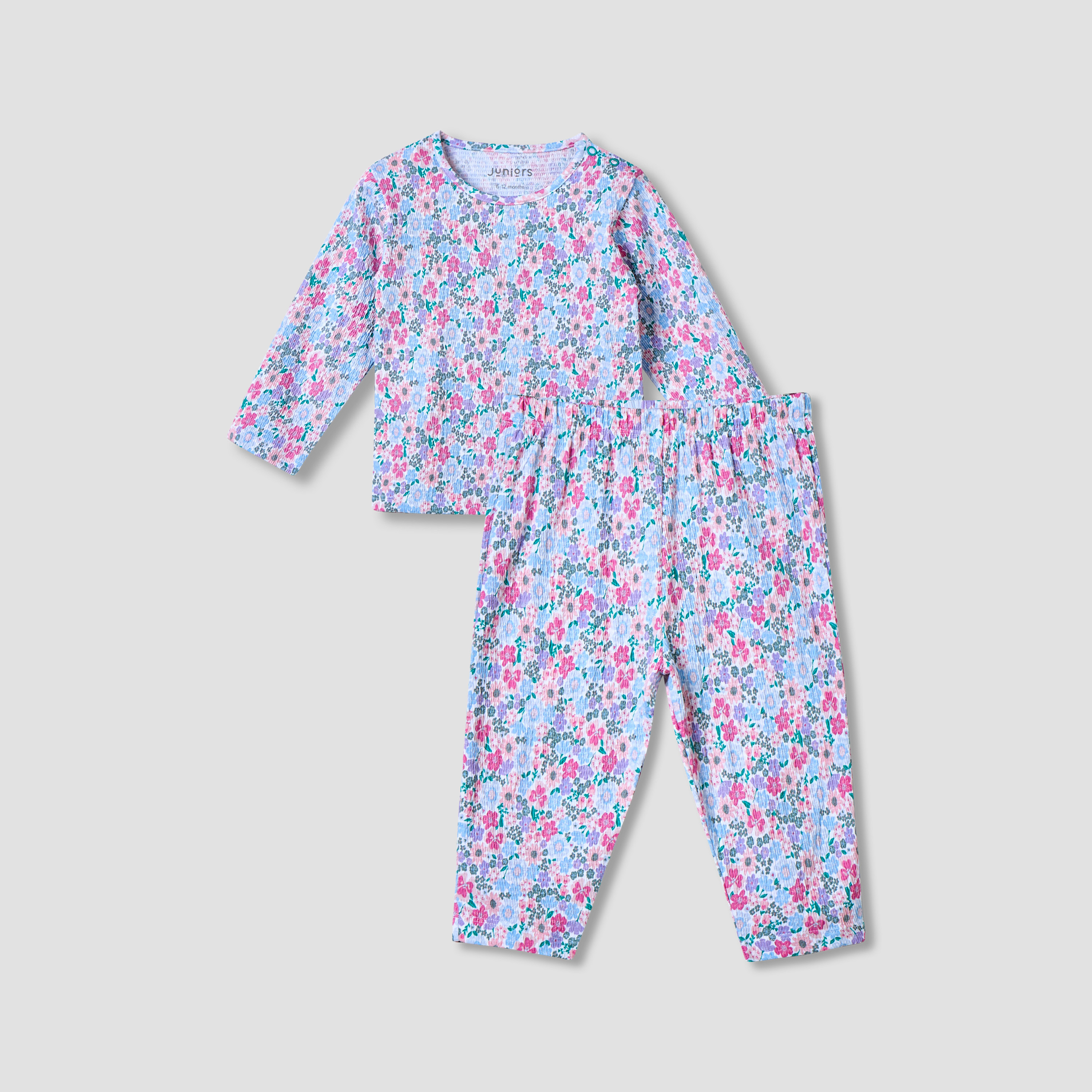 طقم بنطلون بيجاما وتيشيرت بطبعات أزهار من جونيورز-baby-girls-clothing-nightwear-pyjamasets-image-1