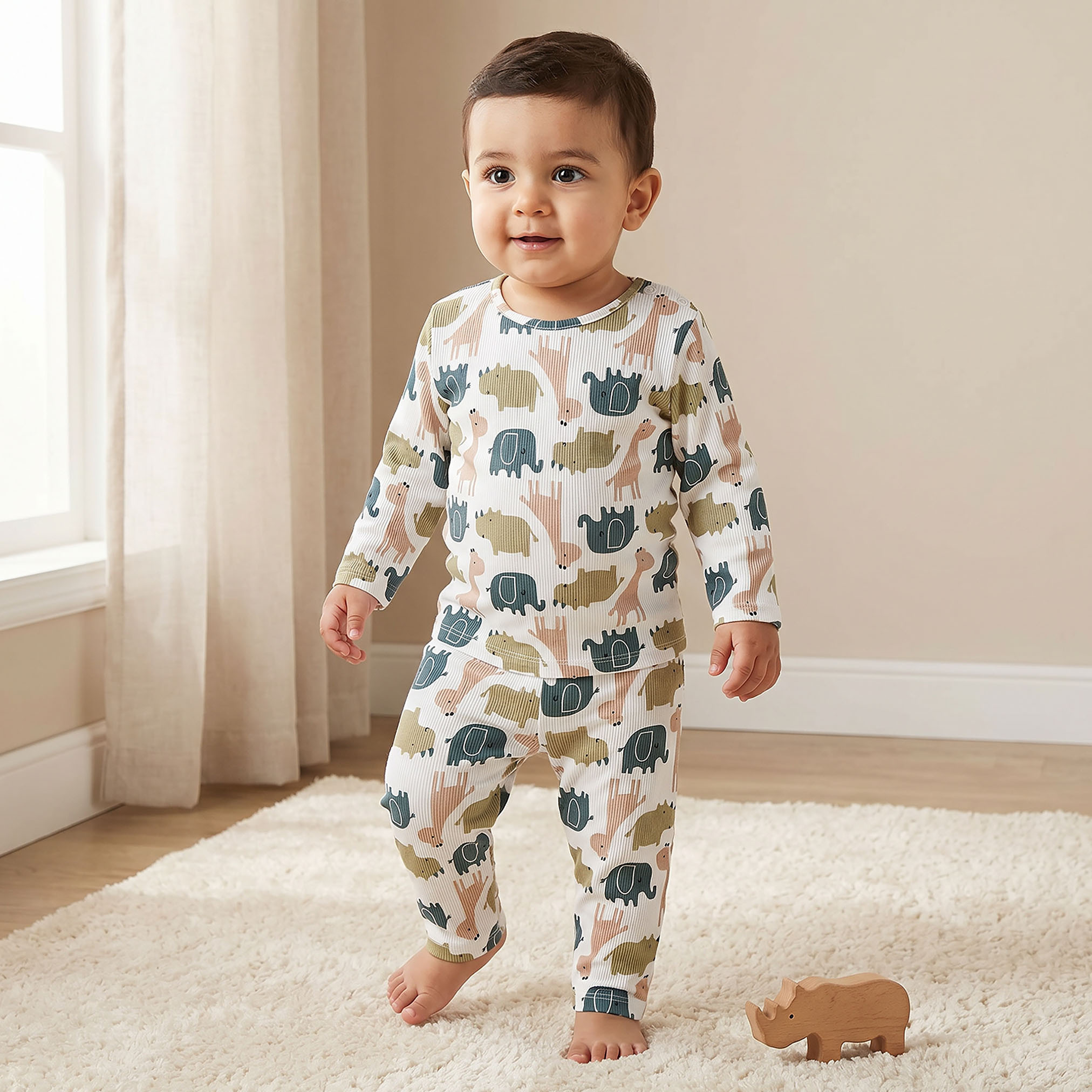 Juniors All-Over Wild Animal Print T-shirt and Pyjama Set-baby-girls-clothing-nightwear-pyjamasets-image-1