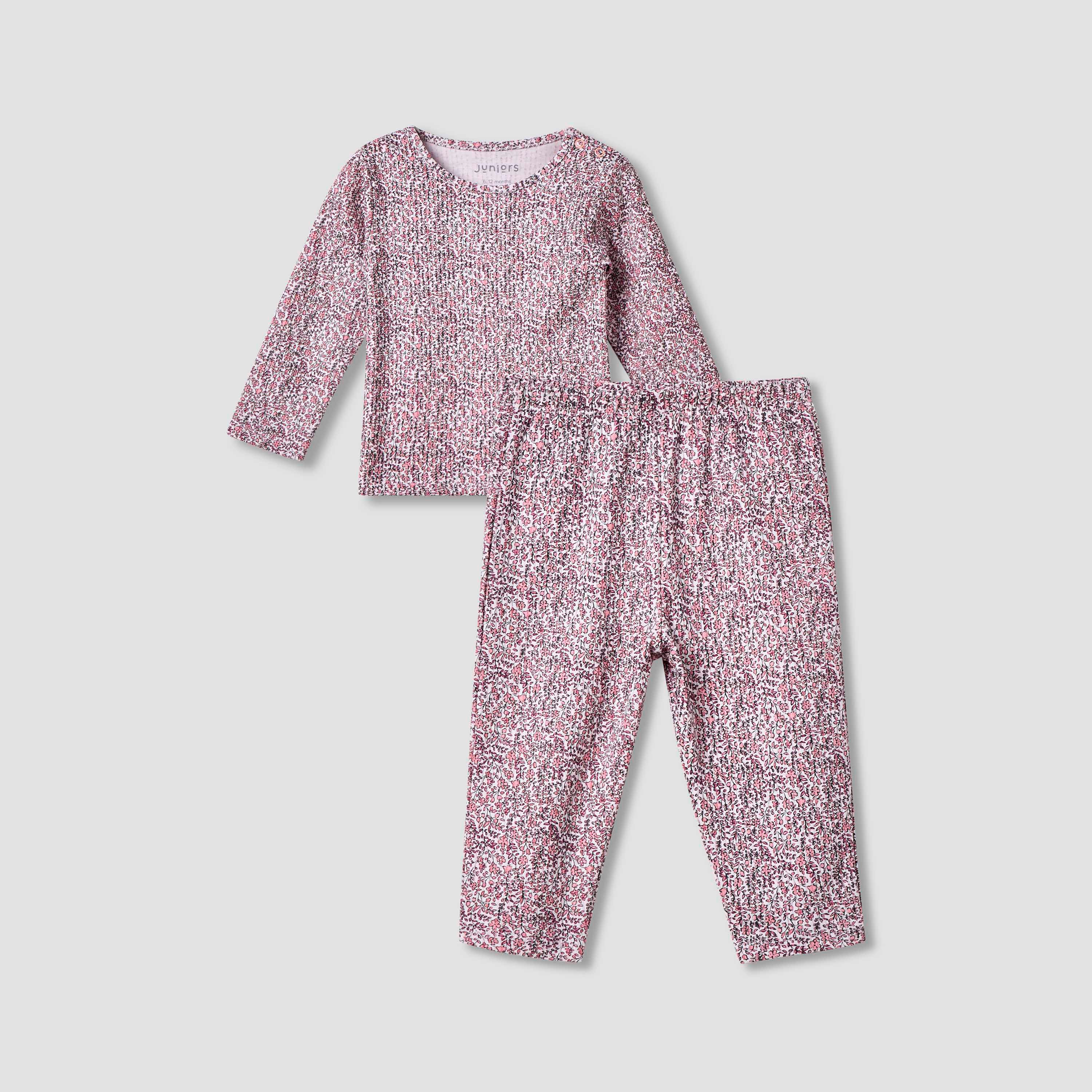 طقم بنطلون بيجاما وتيشيرت بطبعات أزهار من جونيورز-baby-girls-clothing-nightwear-pyjamasets-image-1