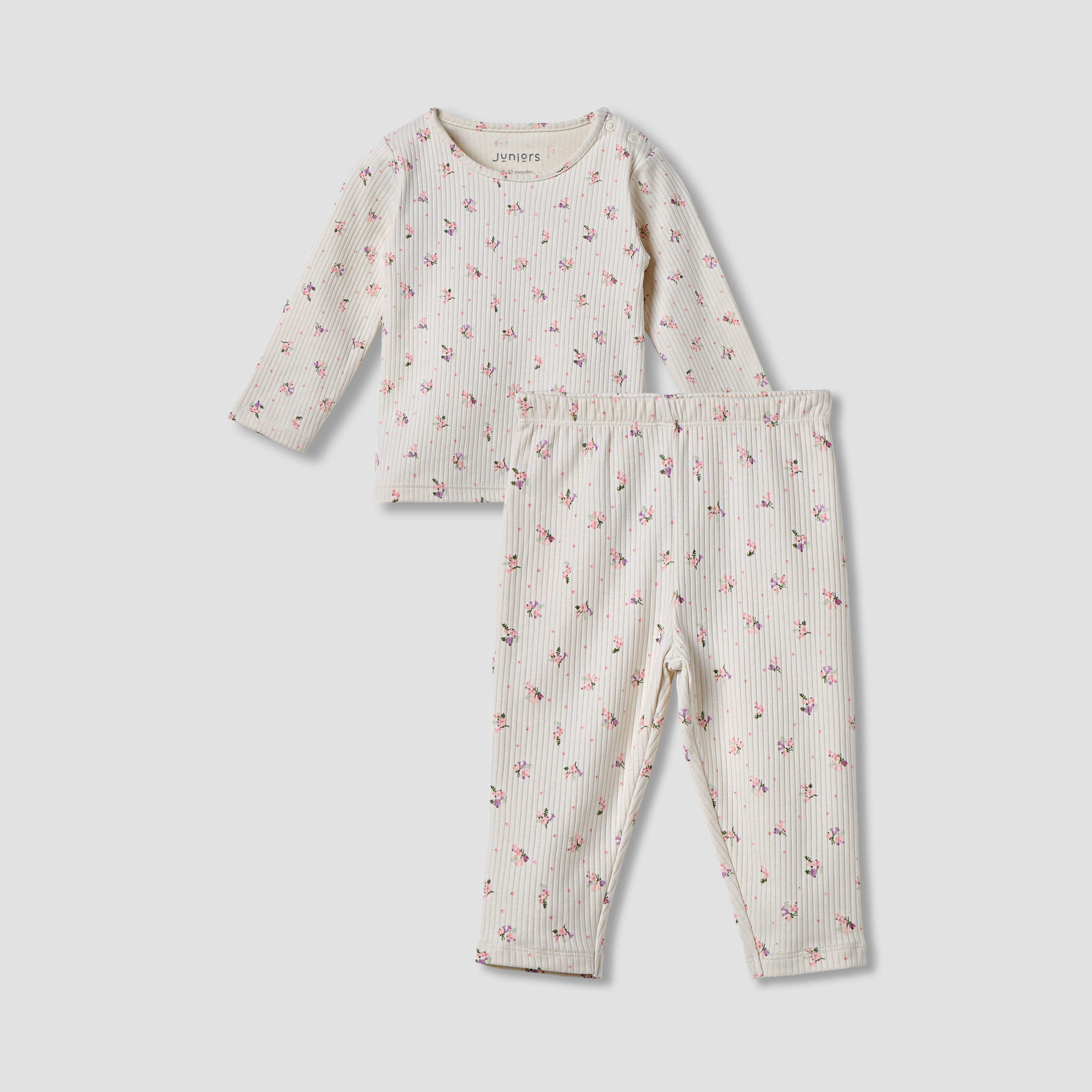 Juniors All-Over Floral Print T-shirt and Pyjama Set-baby-girls-clothing-nightwear-pyjamasets-image-1