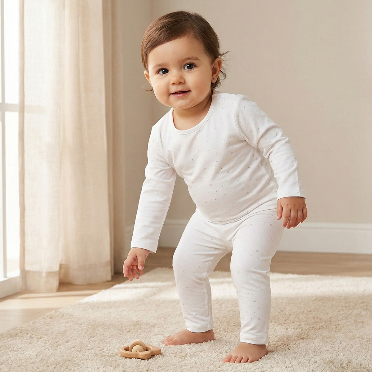 Juniors Solid Long Sleeves T-shirt and Pyjama Set-baby-girls-clothing-nightwear-pyjamasets-image-1