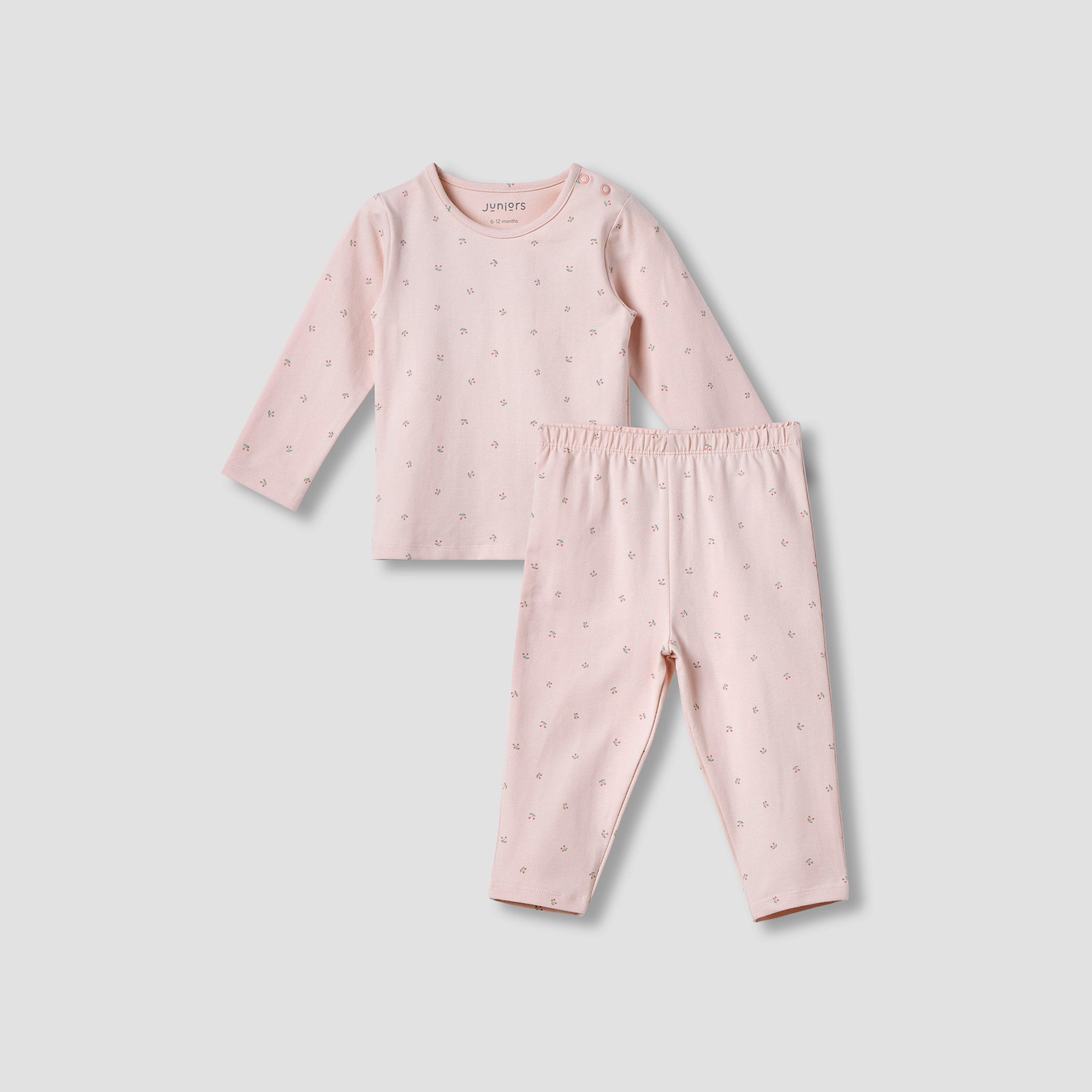 Juniors All-Over Floral Print T-shirt and Pyjama Set-baby-girls-clothing-nightwear-pyjamasets-image-1
