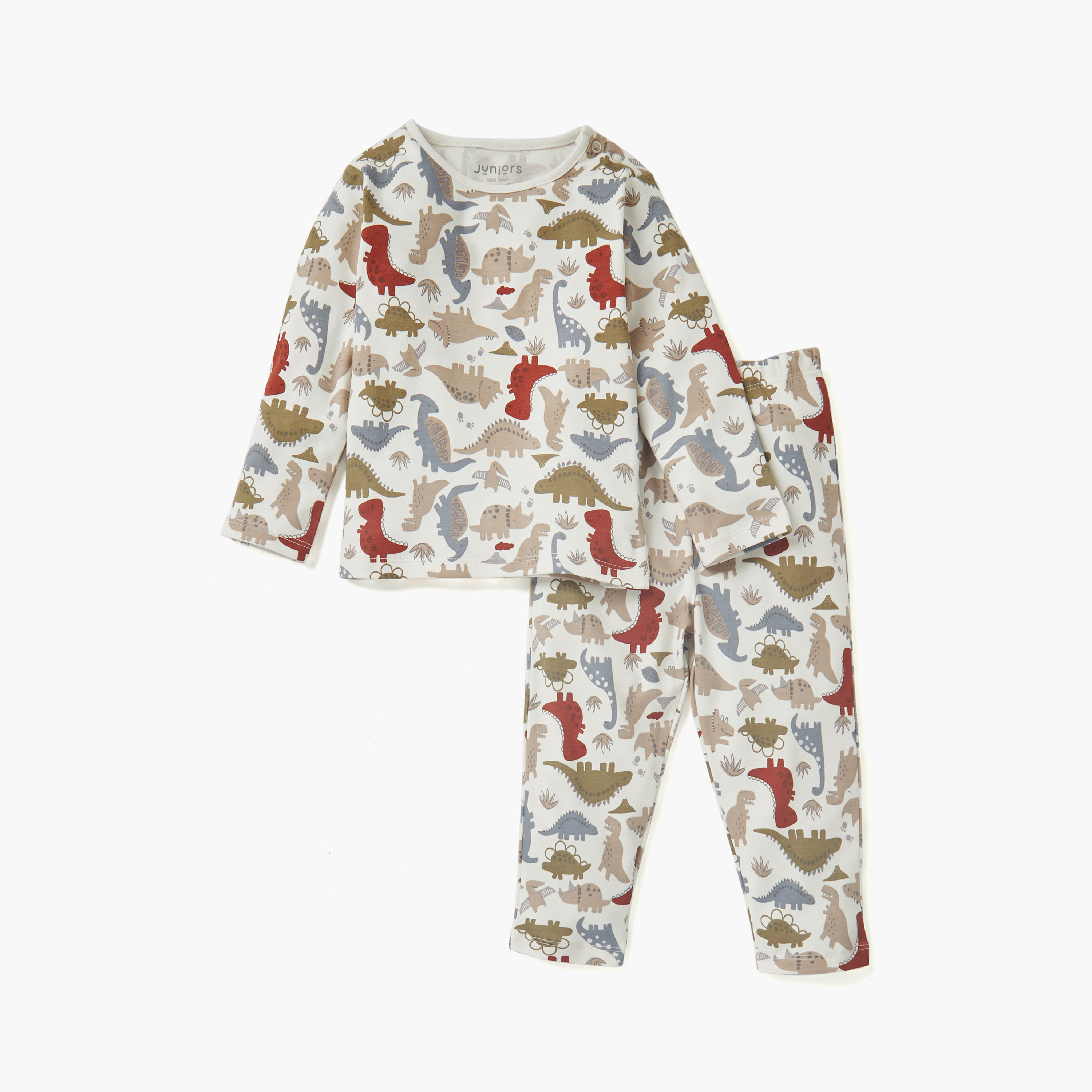 طقم بنطلون بيجاما وتيشيرت بطبعات ديناصور من جونيورز-baby-boys-clothing-nightwear-pyjamasets-image-1