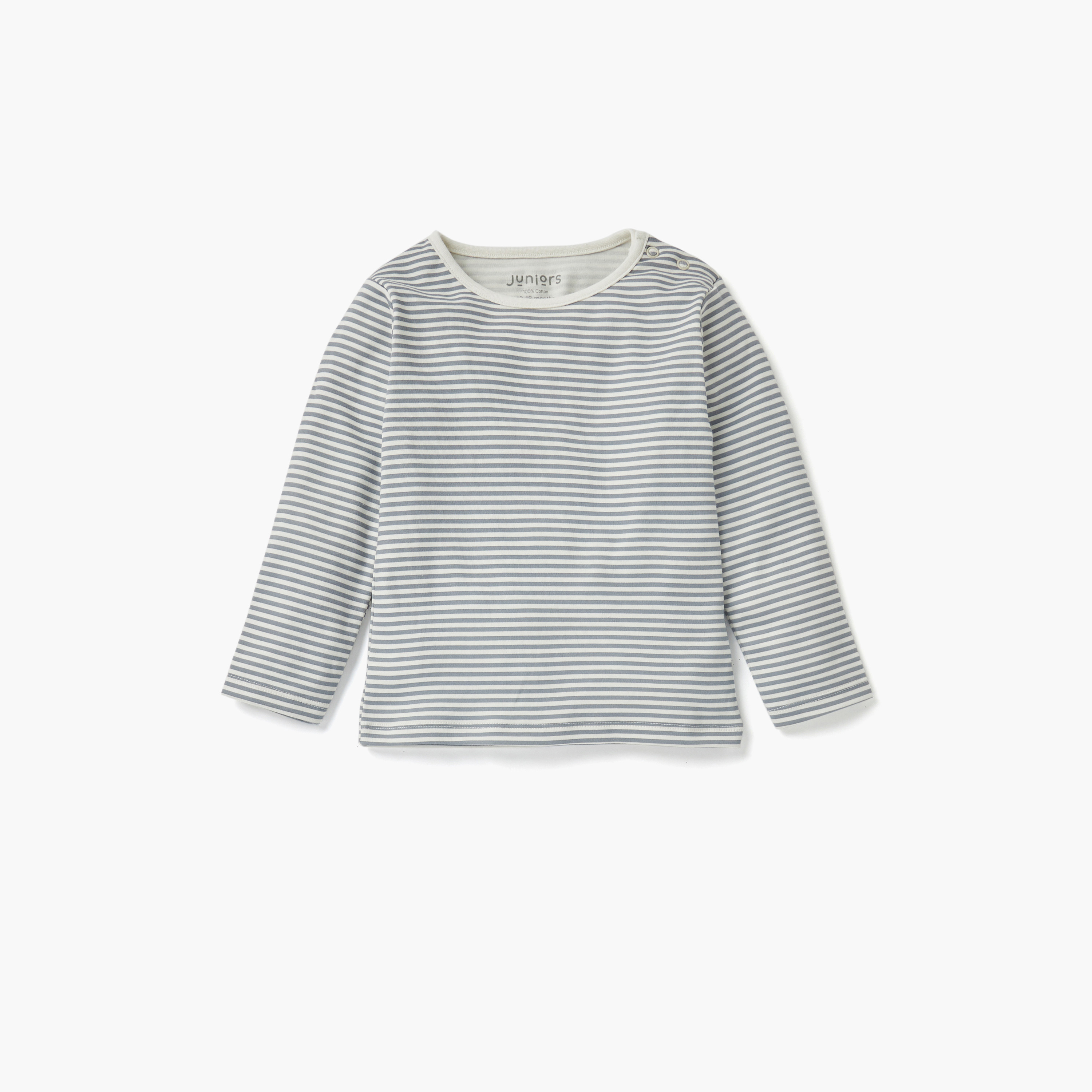 Juniors Striped T-shirt and Pyjama Set-baby-girls-clothing-nightwear-pyjamasets-image-2