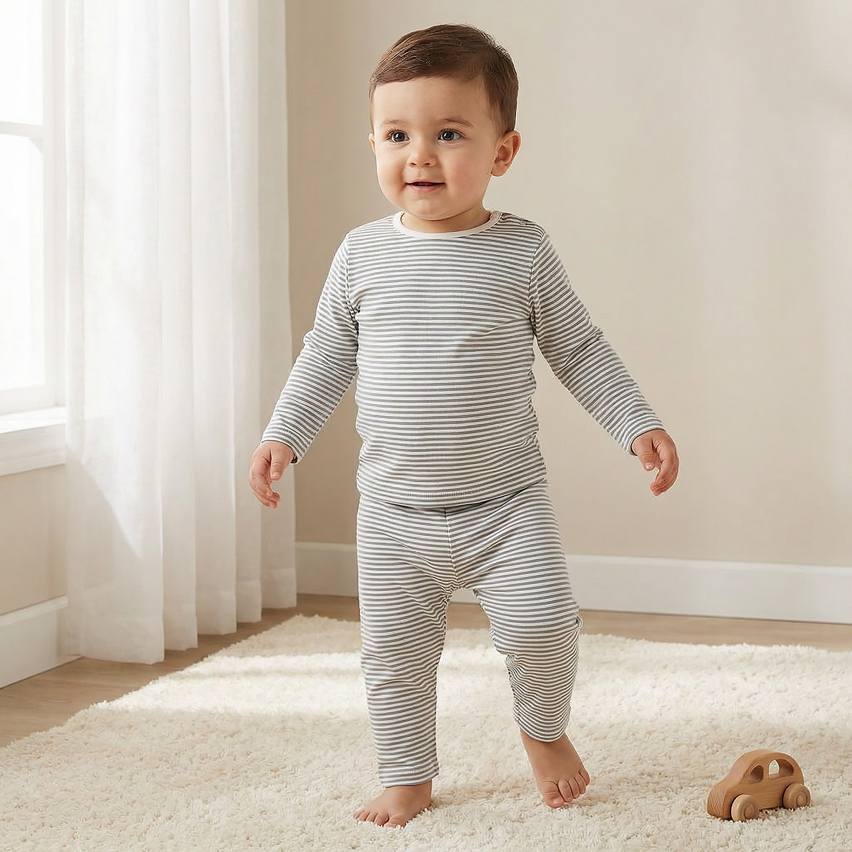 Juniors Striped T-shirt and Pyjama Set-baby-girls-clothing-nightwear-pyjamasets-image-1