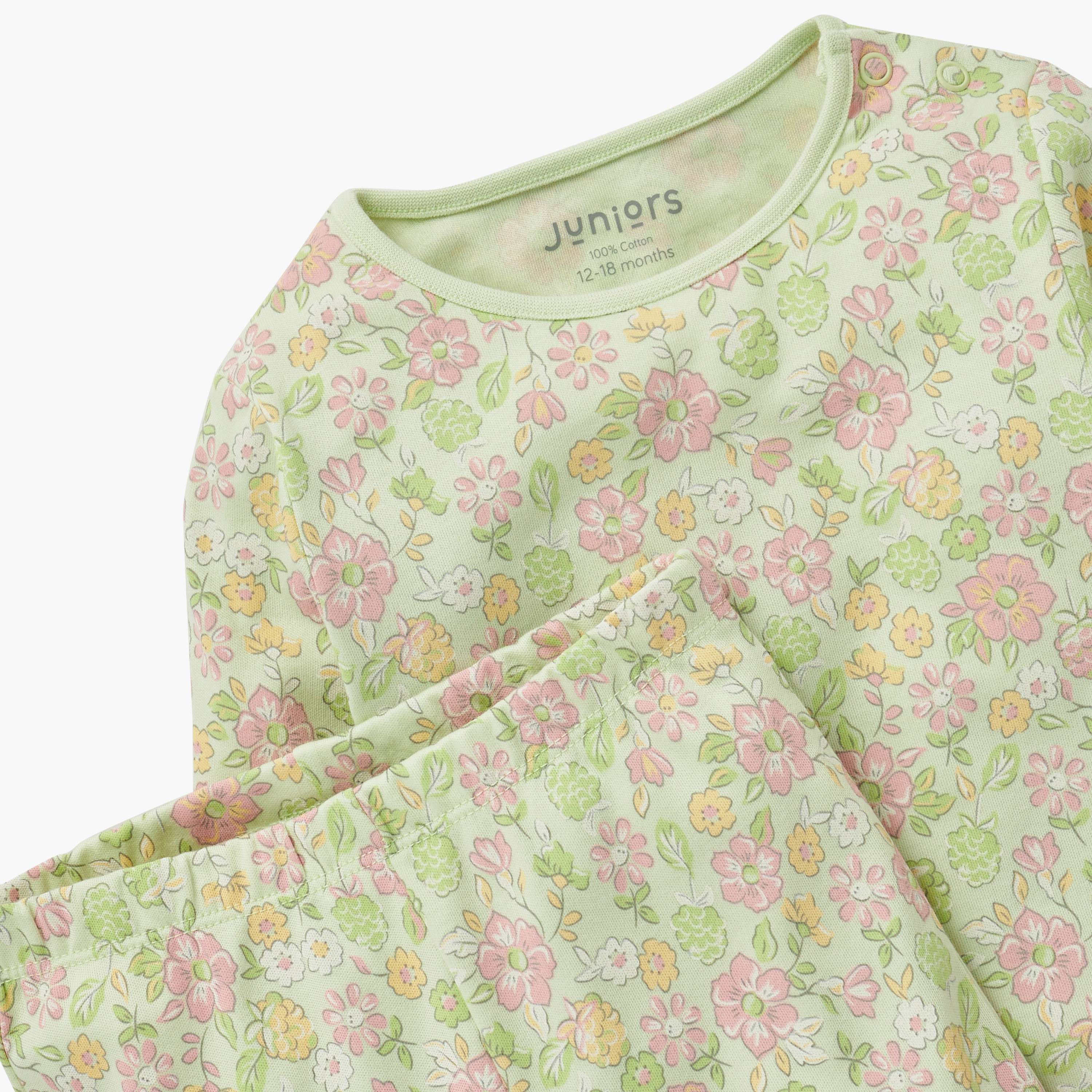 طقم بنطلون بيجاما وتيشيرت بطبعات أزهار من جونيورز-baby-girls-clothing-nightwear-pyjamasets-image-4
