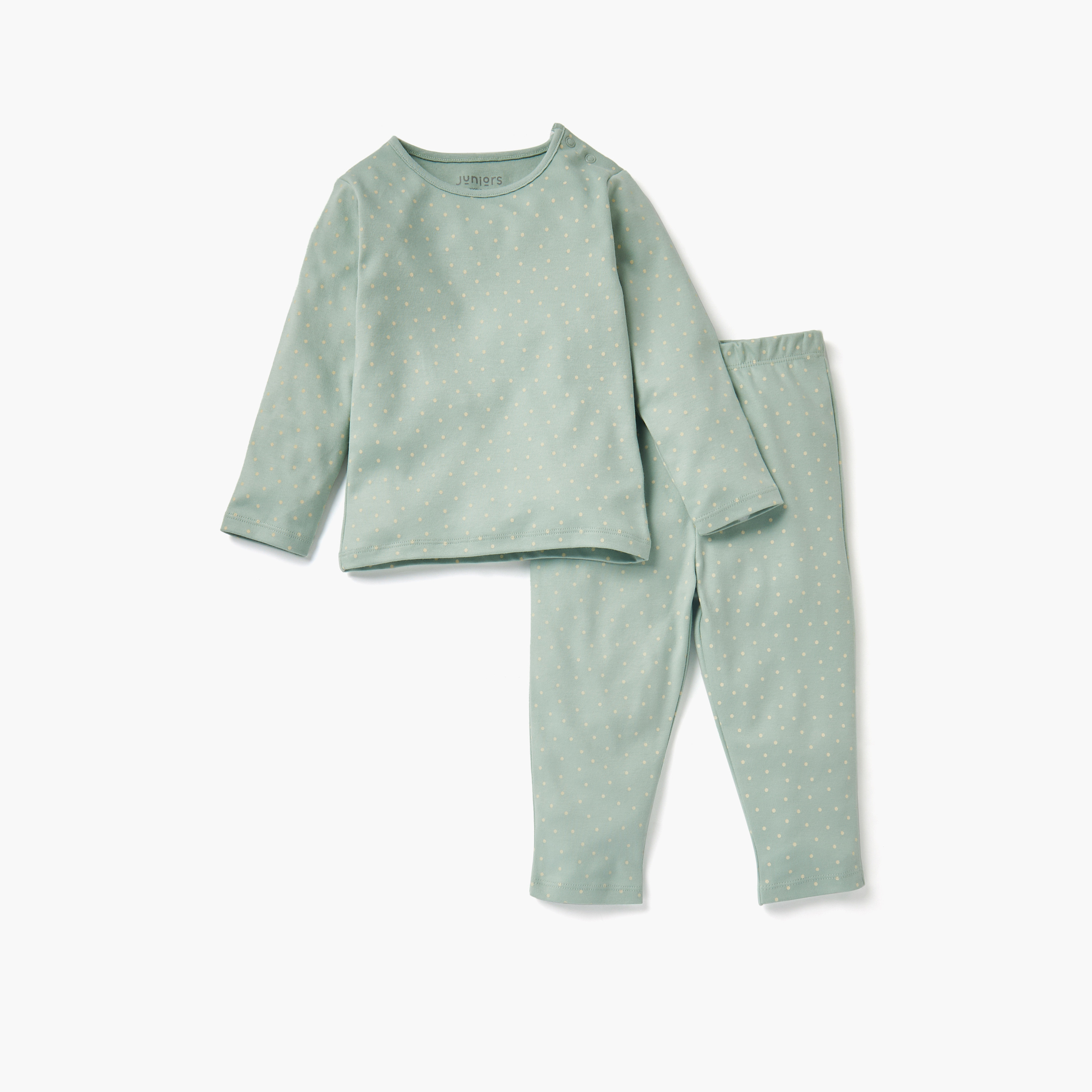 Juniors Polka Dot T-shirt and Pyjama Set-baby-girls-clothing-nightwear-pyjamasets-image-1