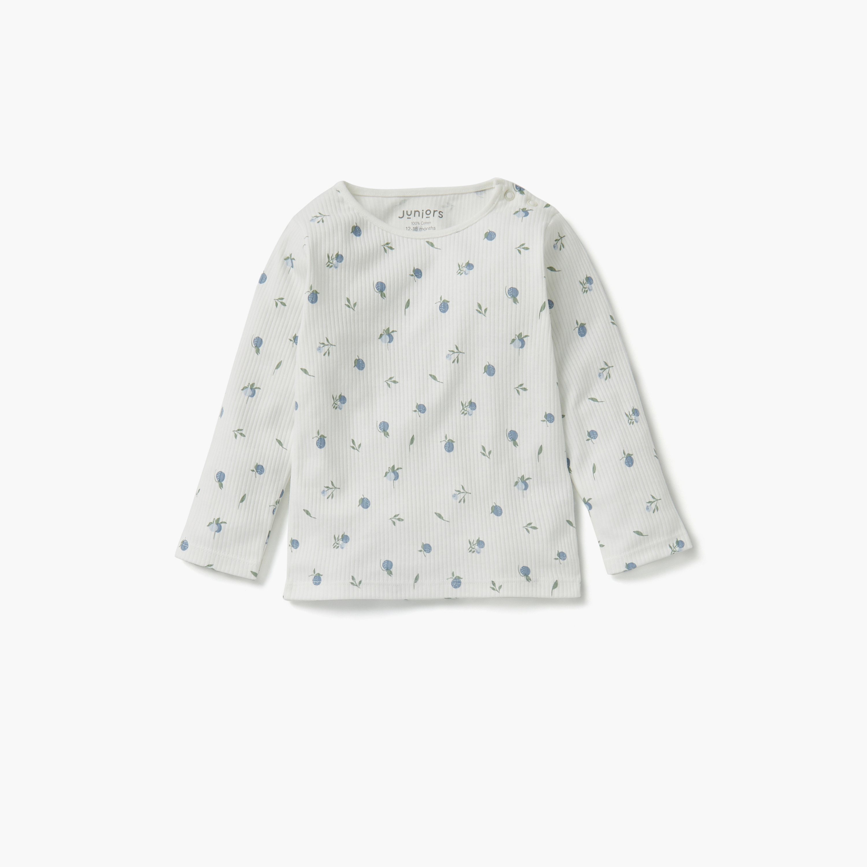 Juniors Printed Ribbed T-shirt and Pyjama Set-baby-girls-clothing-nightwear-pyjamasets-image-2