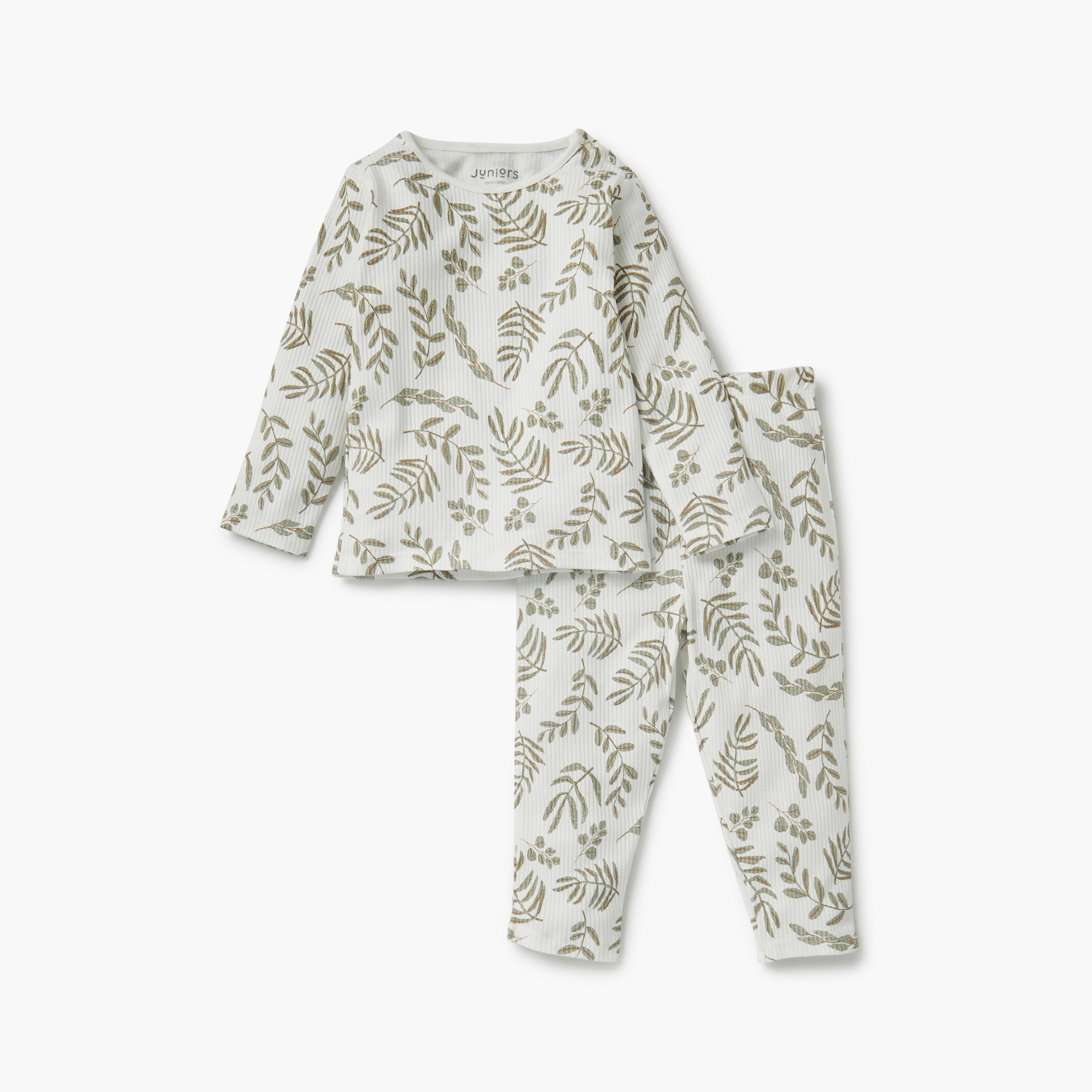 Juniors Floral Print T-shirt and Pyjama Set-baby-girls-clothing-nightwear-pyjamasets-image-1