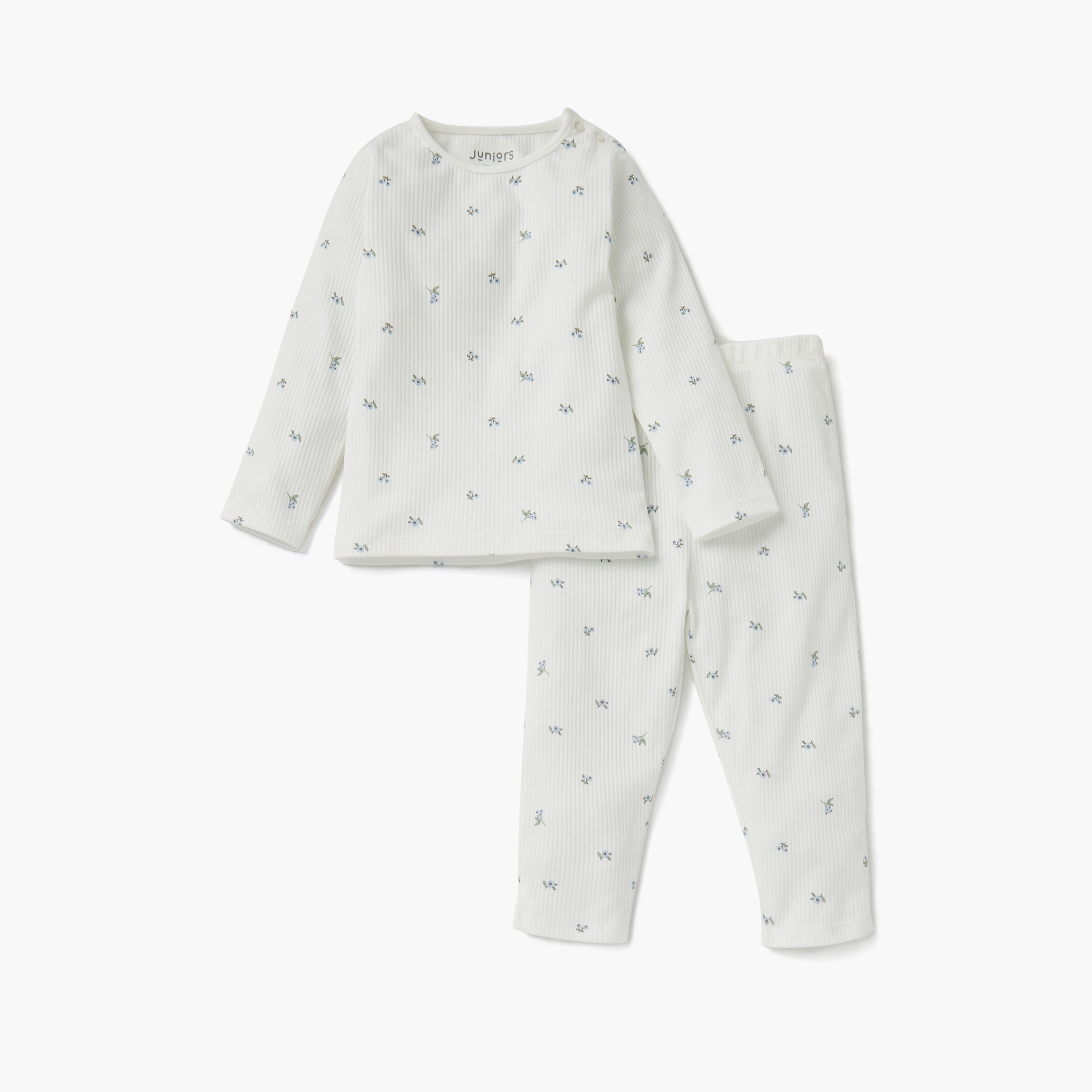 Juniors Floral Print T-shirt and Pyjama Set-baby-girls-clothing-nightwear-pyjamasets-image-2