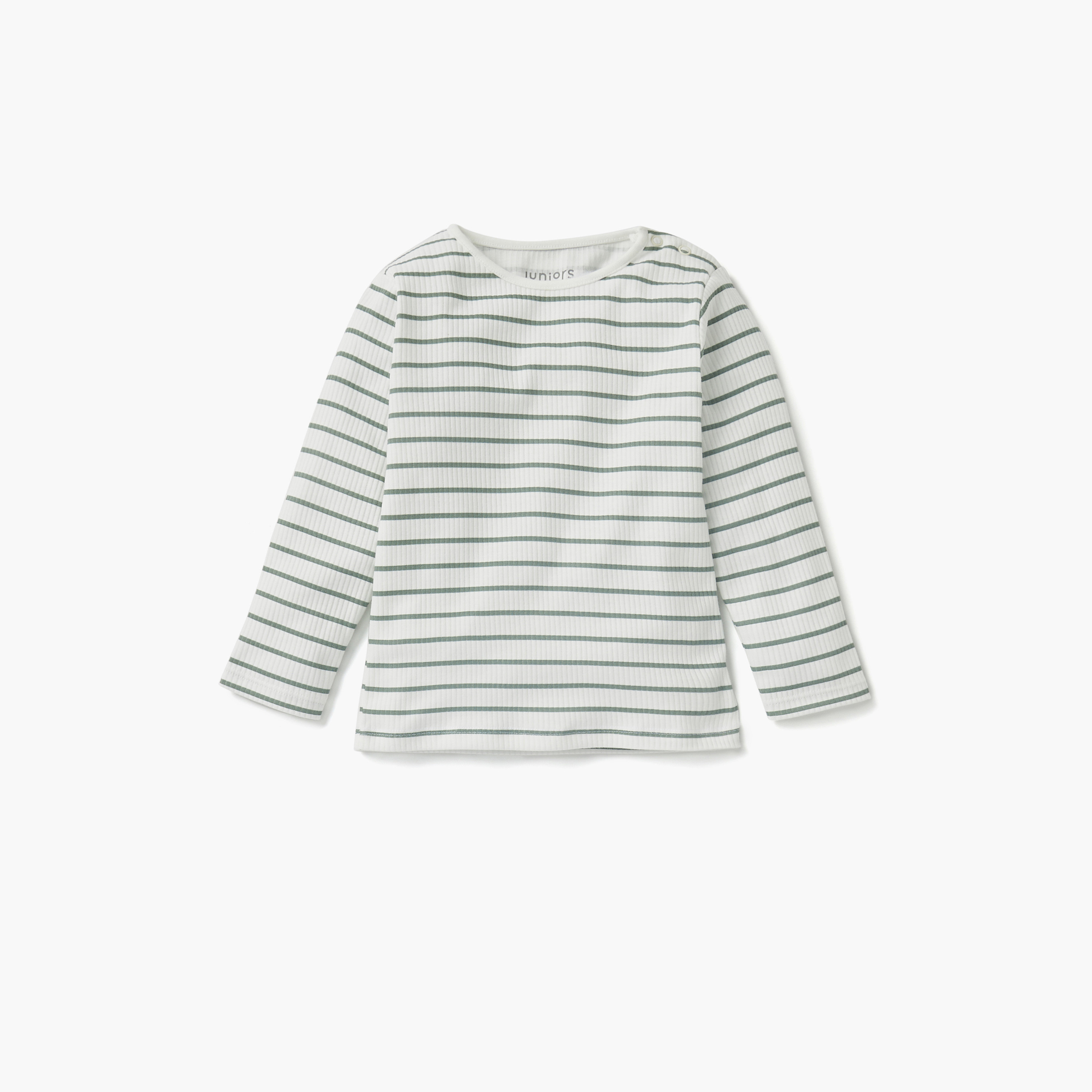 Juniors Striped T-shirt and Pyjama Set-baby-girls-clothing-nightwear-pyjamasets-image-3