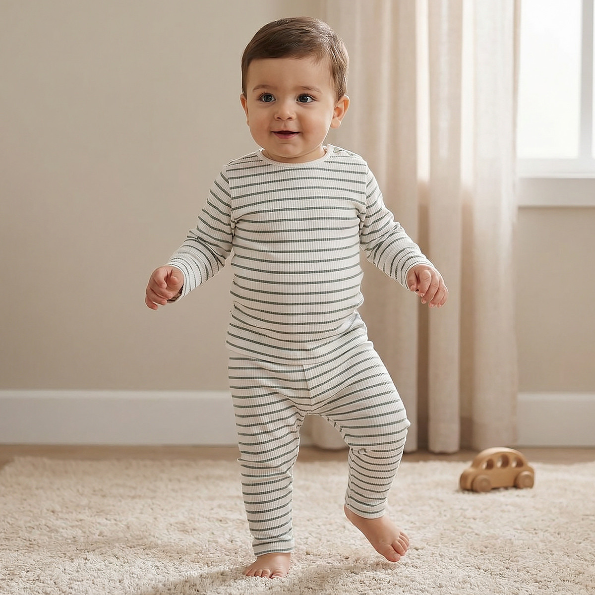 Juniors Striped T-shirt and Pyjama Set-baby-girls-clothing-nightwear-pyjamasets-image-1