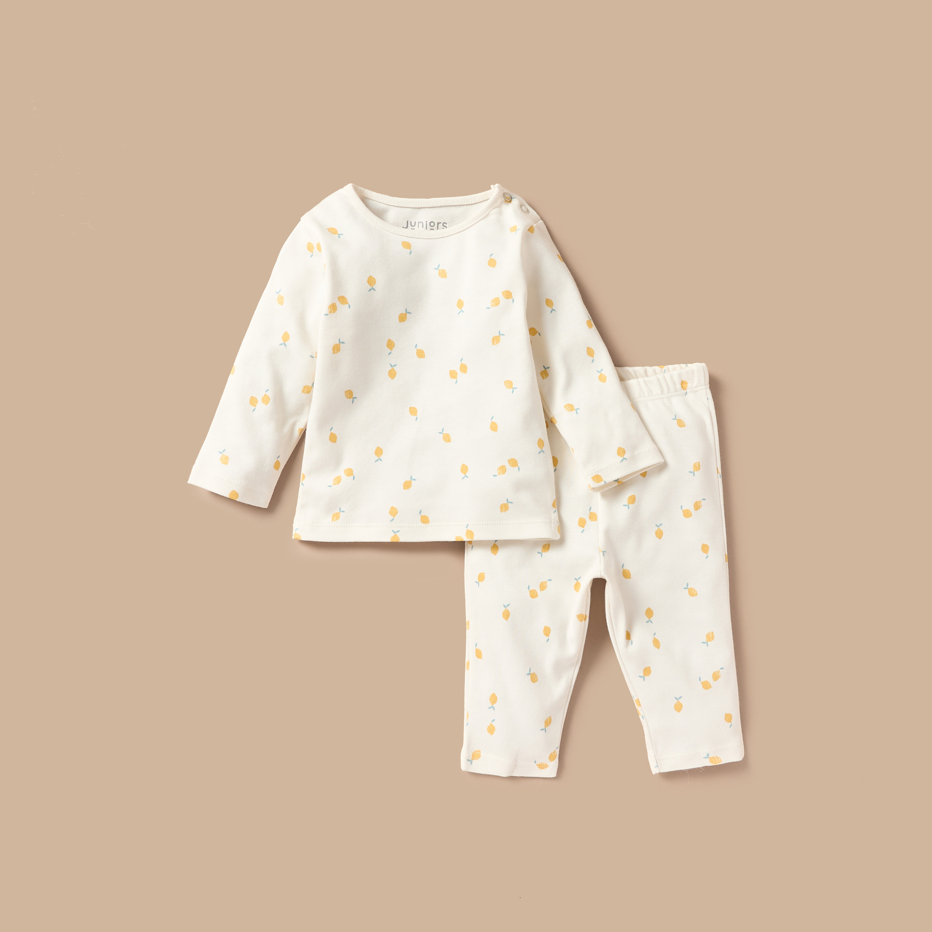 Buy Baby Girls Juniors All Over Lemon Print T shirt and Pyjama Set Online Centrepoint UAE