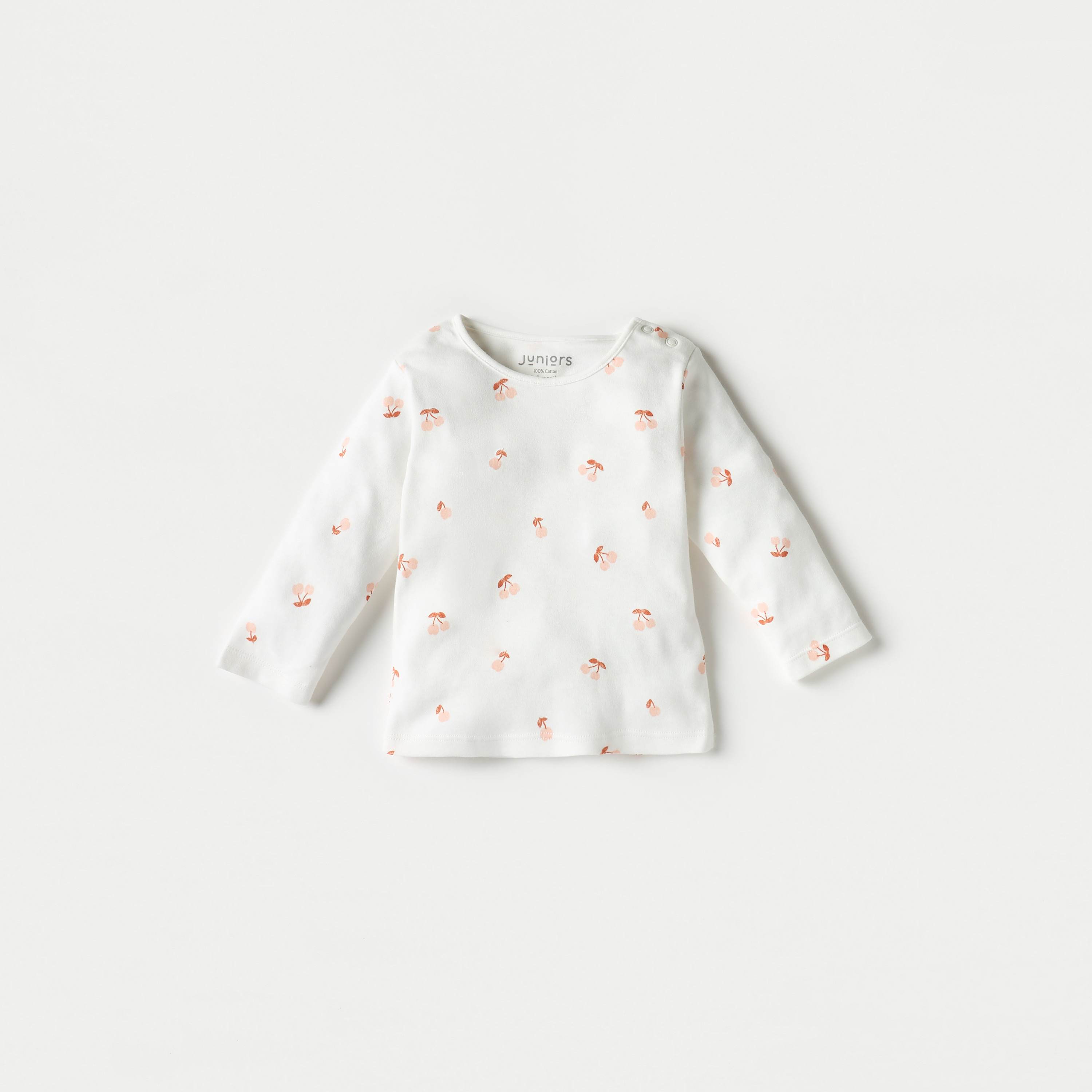 Juniors All-Over Cherry Print Long Sleeves T-shirt and Elasticated Pyjama Set-baby-girls-clothing-nightwear-pyjamasets-image-2