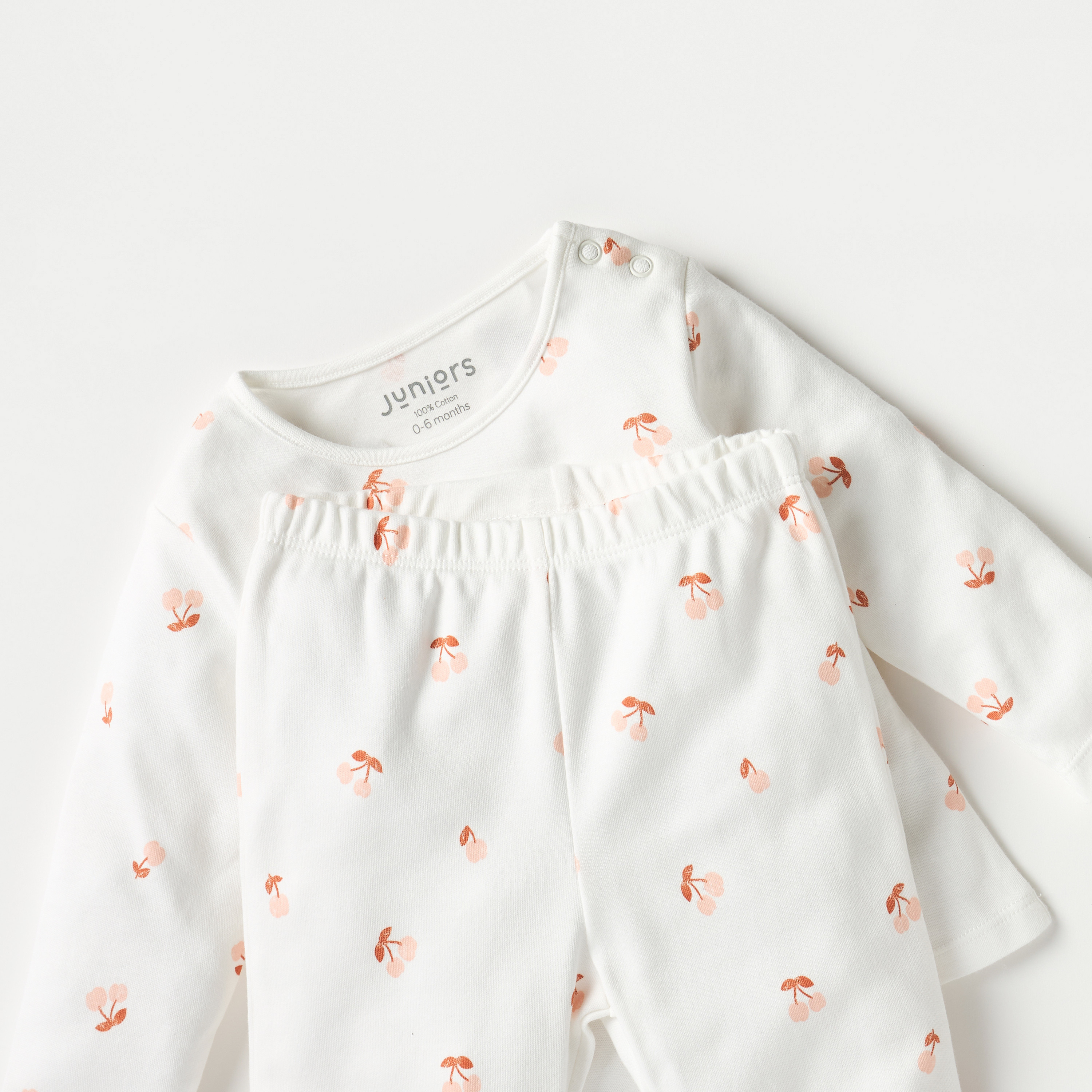 Juniors All-Over Cherry Print Long Sleeves T-shirt and Elasticated Pyjama Set-baby-girls-clothing-nightwear-pyjamasets-image-4