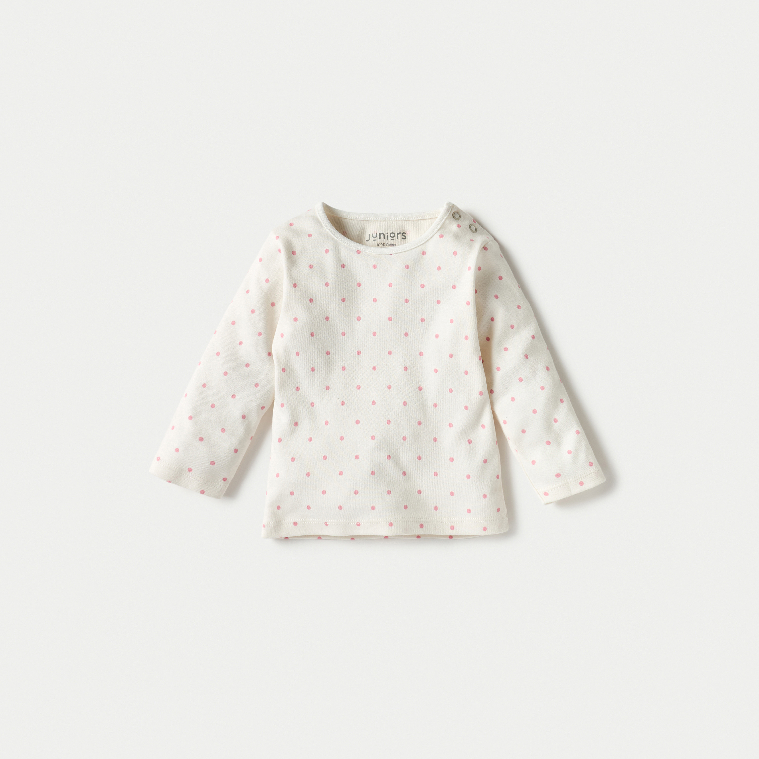 Juniors All-Over Polka Dot Print Long Sleeves T-shirt and Pyjama Set-baby-girls-clothing-nightwear-pyjamasets-image-2