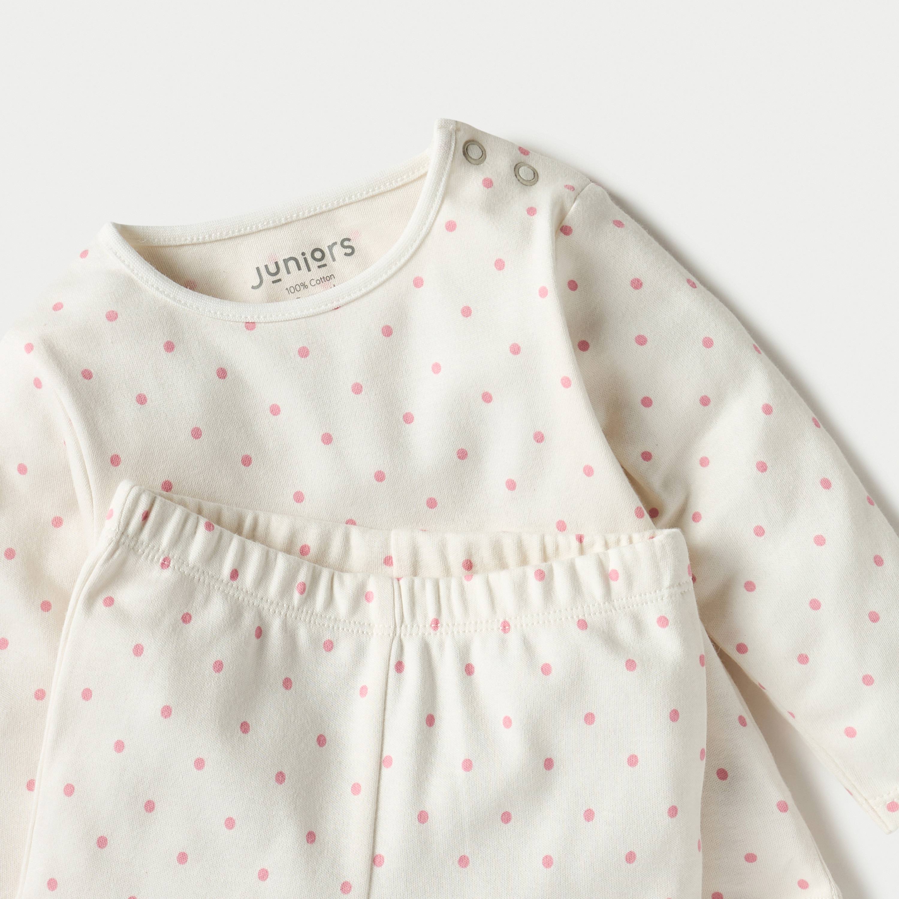 Juniors All-Over Polka Dot Print Long Sleeves T-shirt and Pyjama Set-baby-girls-clothing-nightwear-pyjamasets-image-4