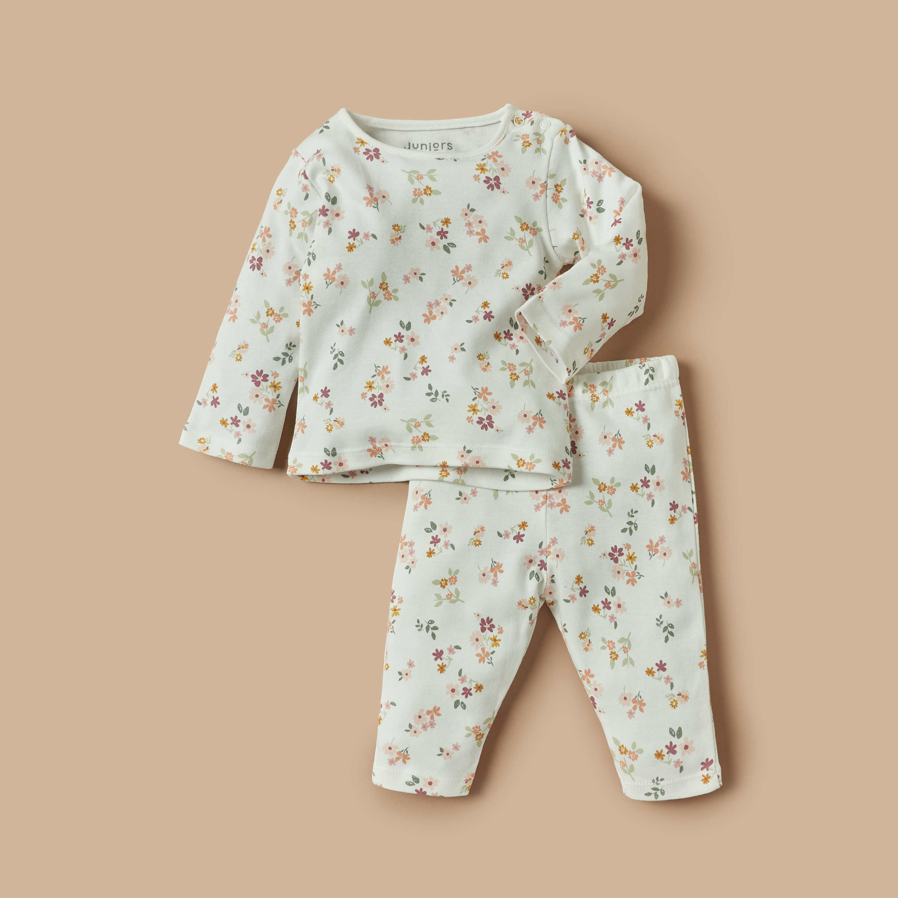 Juniors All-Over Floral Print T-shirt and Pyjama Set-baby-girls-clothing-nightwear-pyjamasets-image-1