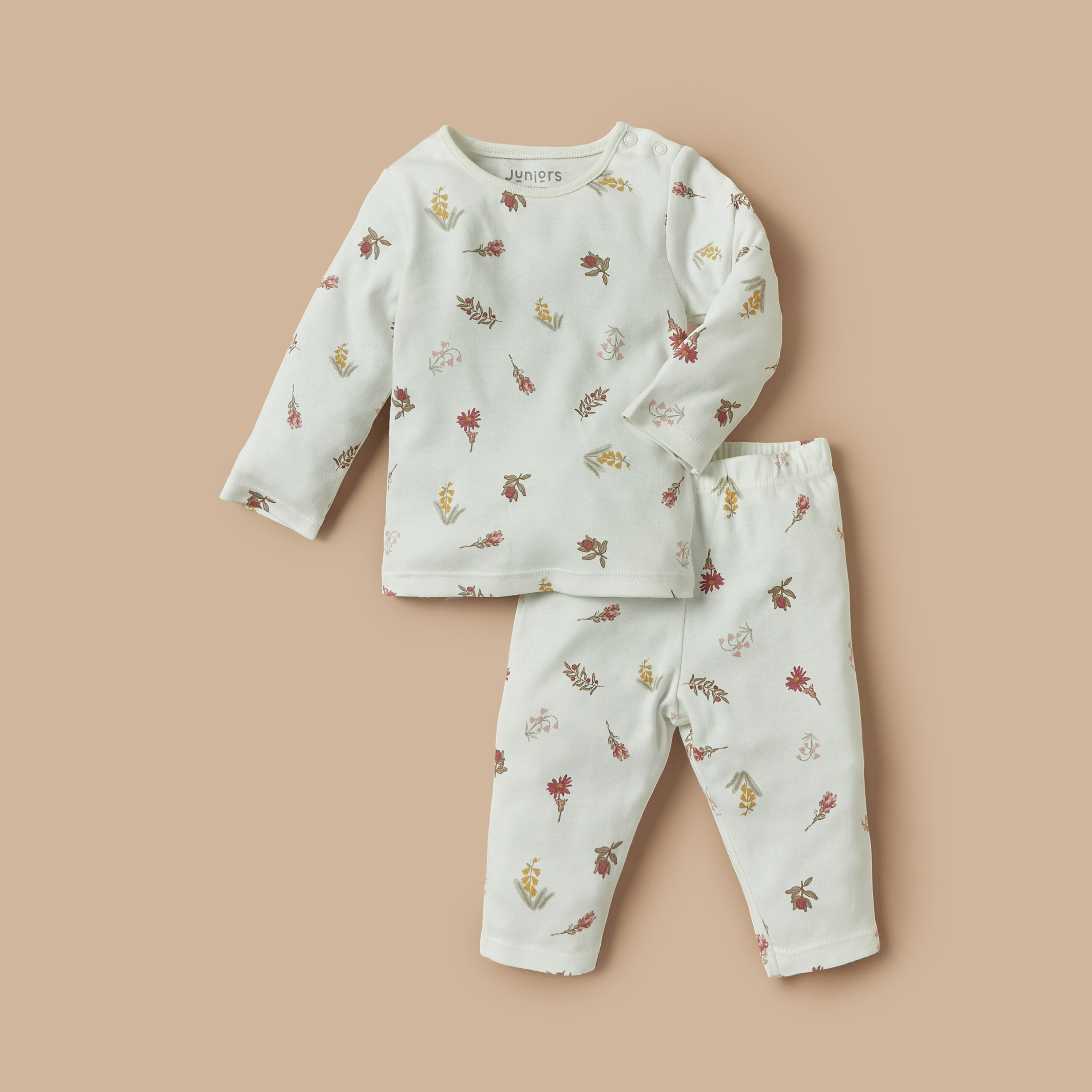 Juniors Floral Print T-shirt and Pyjama Set-baby-girls-clothing-nightwear-pyjamasets-image-2