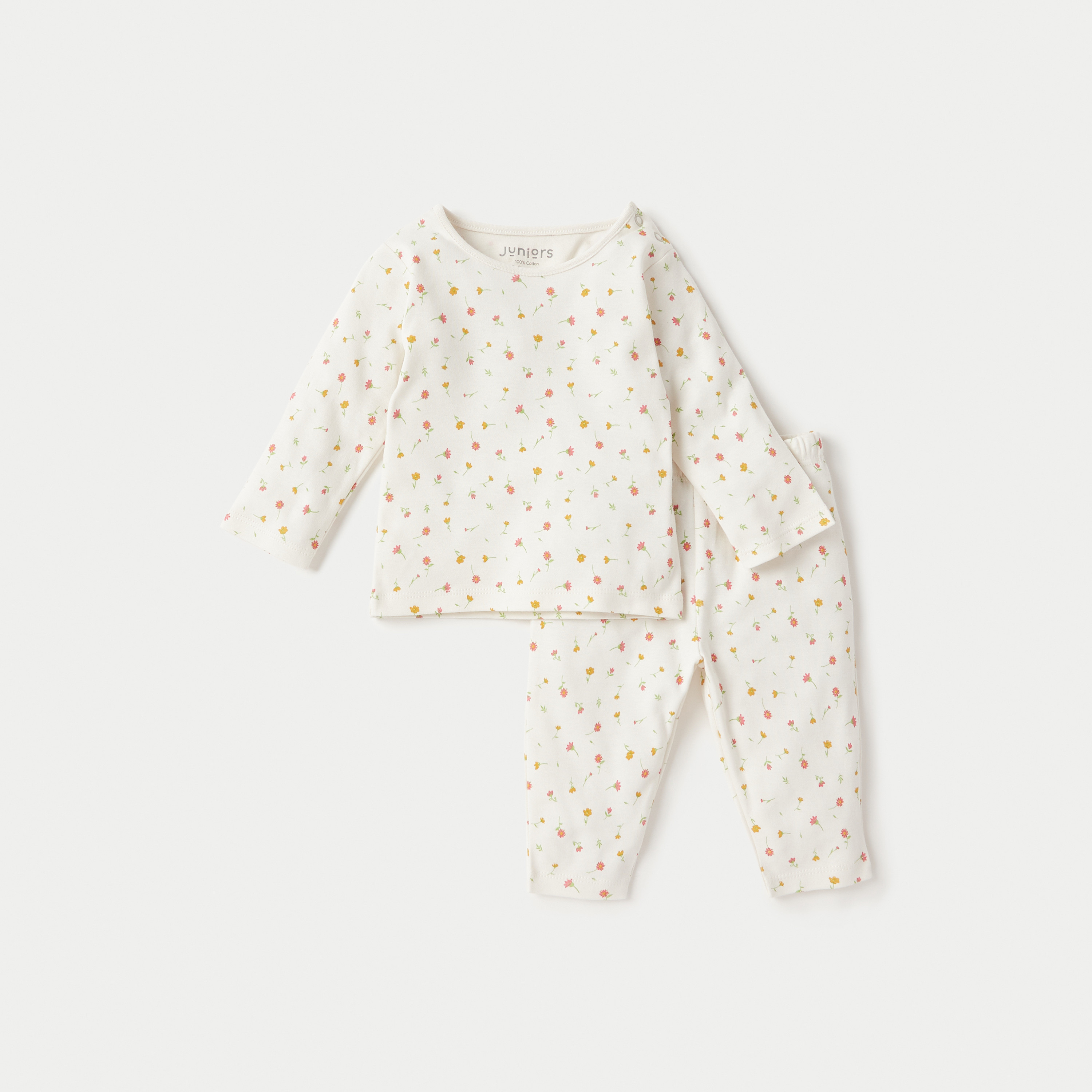 Juniors All-Over Floral Print T-shirt and Pyjama Set-baby-girls-clothing-nightwear-pyjamasets-image-2