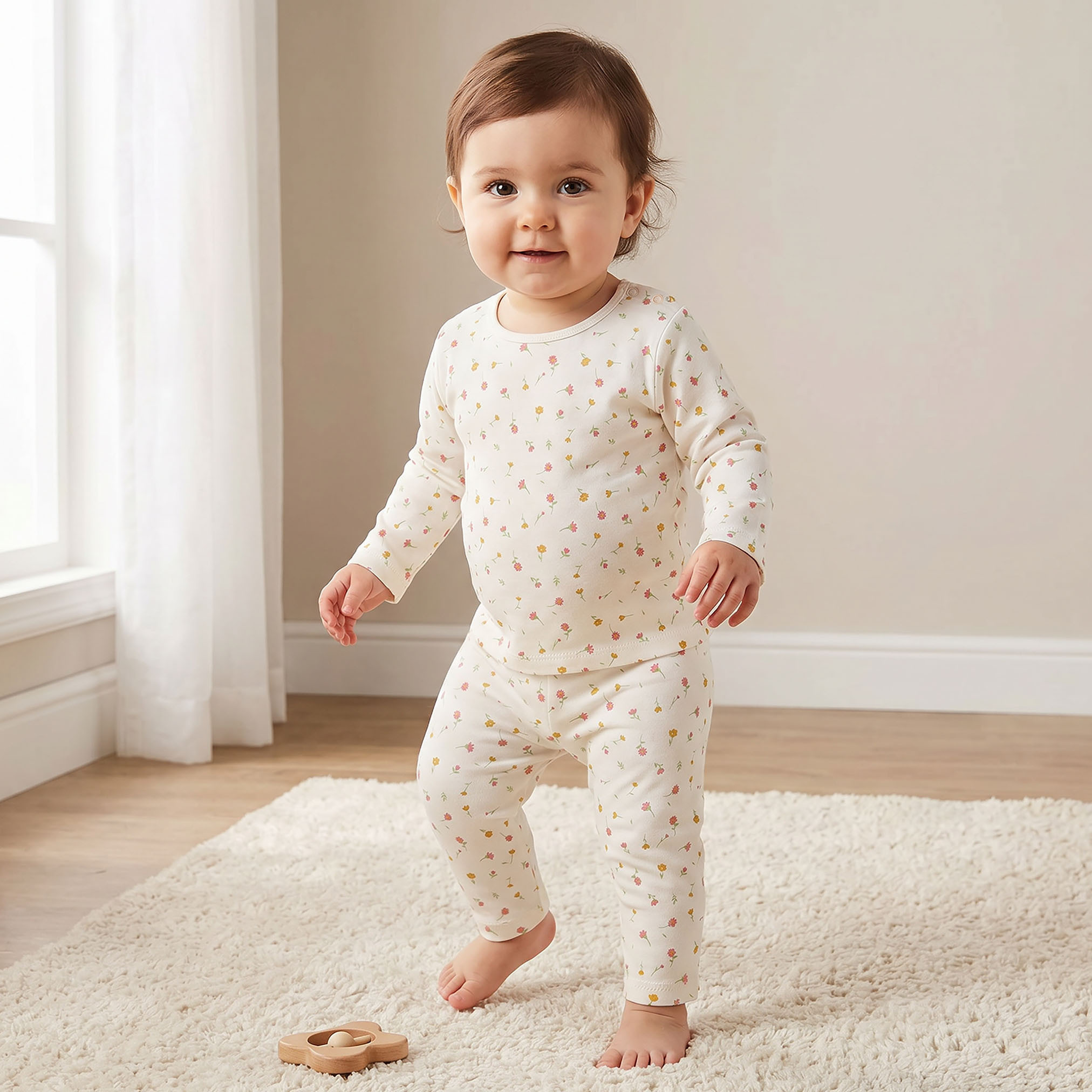 Juniors All-Over Floral Print T-shirt and Pyjama Set-baby-girls-clothing-nightwear-pyjamasets-image-1