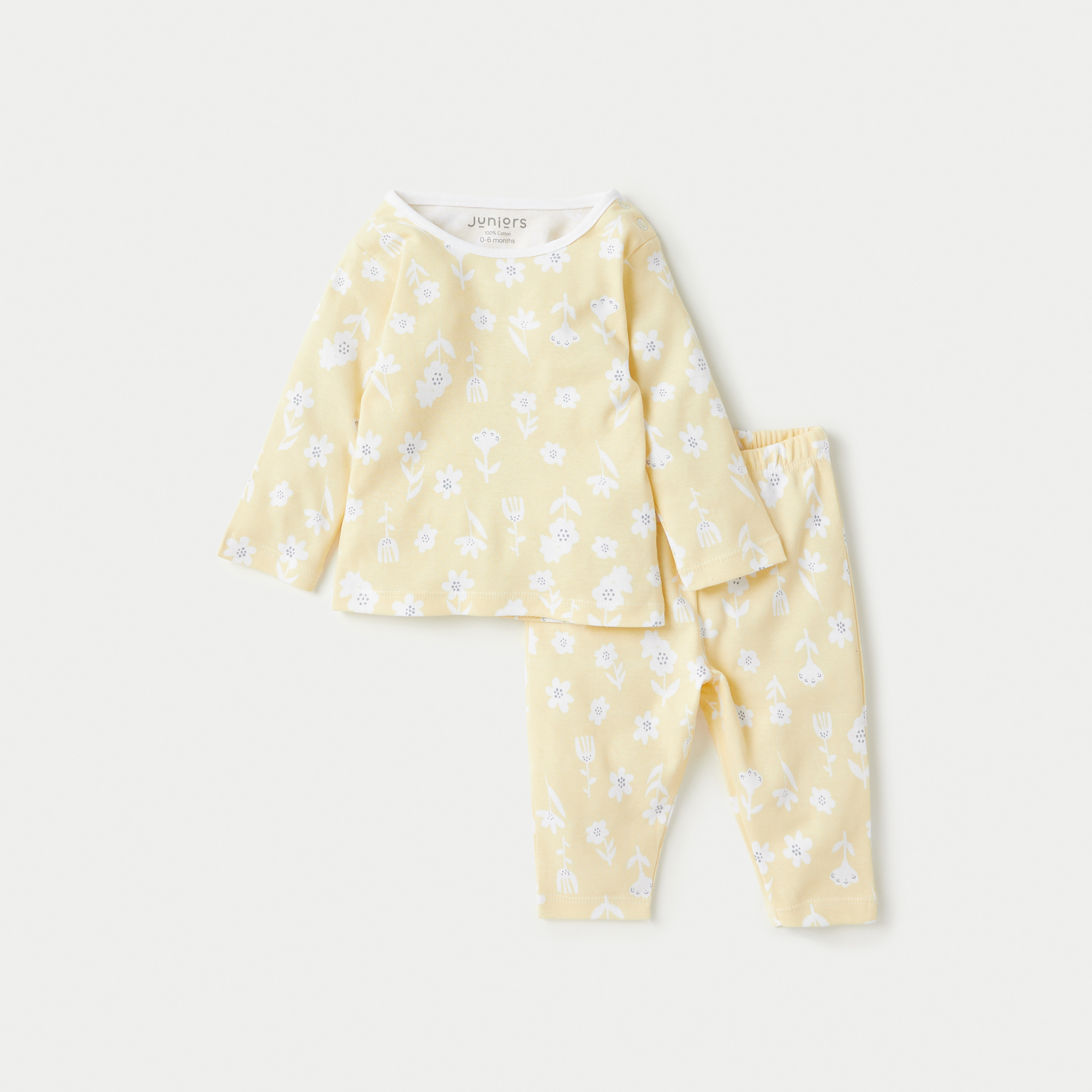 Juniors All-Over Floral Print T-shirt and Pyjama Set-baby-girls-clothing-nightwear-pyjamasets-image-1