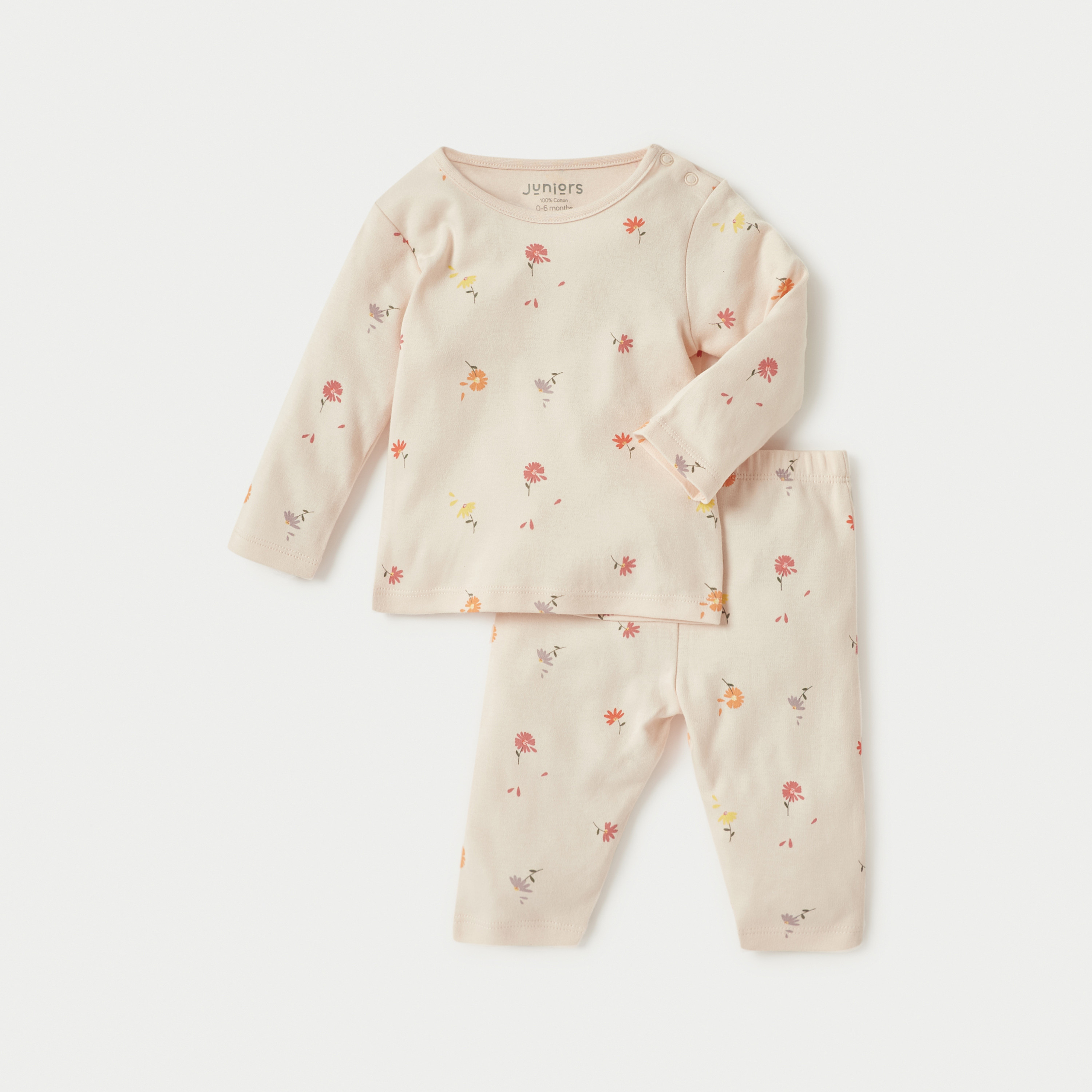 Juniors All-Over Floral Print T-shirt and Pyjama Set-baby-girls-clothing-nightwear-pyjamasets-image-1
