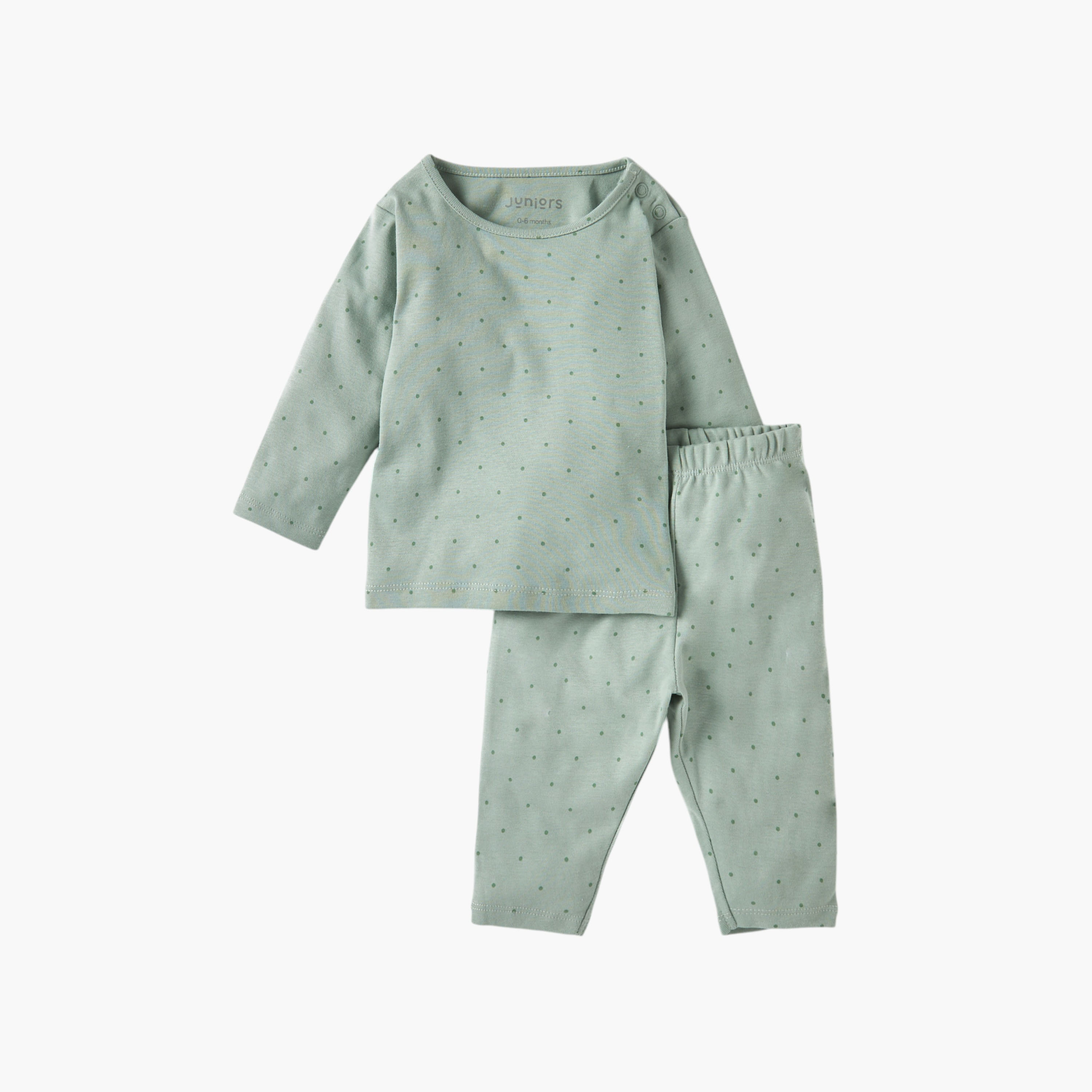 Juniors All-Over Polka Dot Print T-shirt and Pyjama Set-baby-boys-clothing-nightwear-pyjamasets-image-1