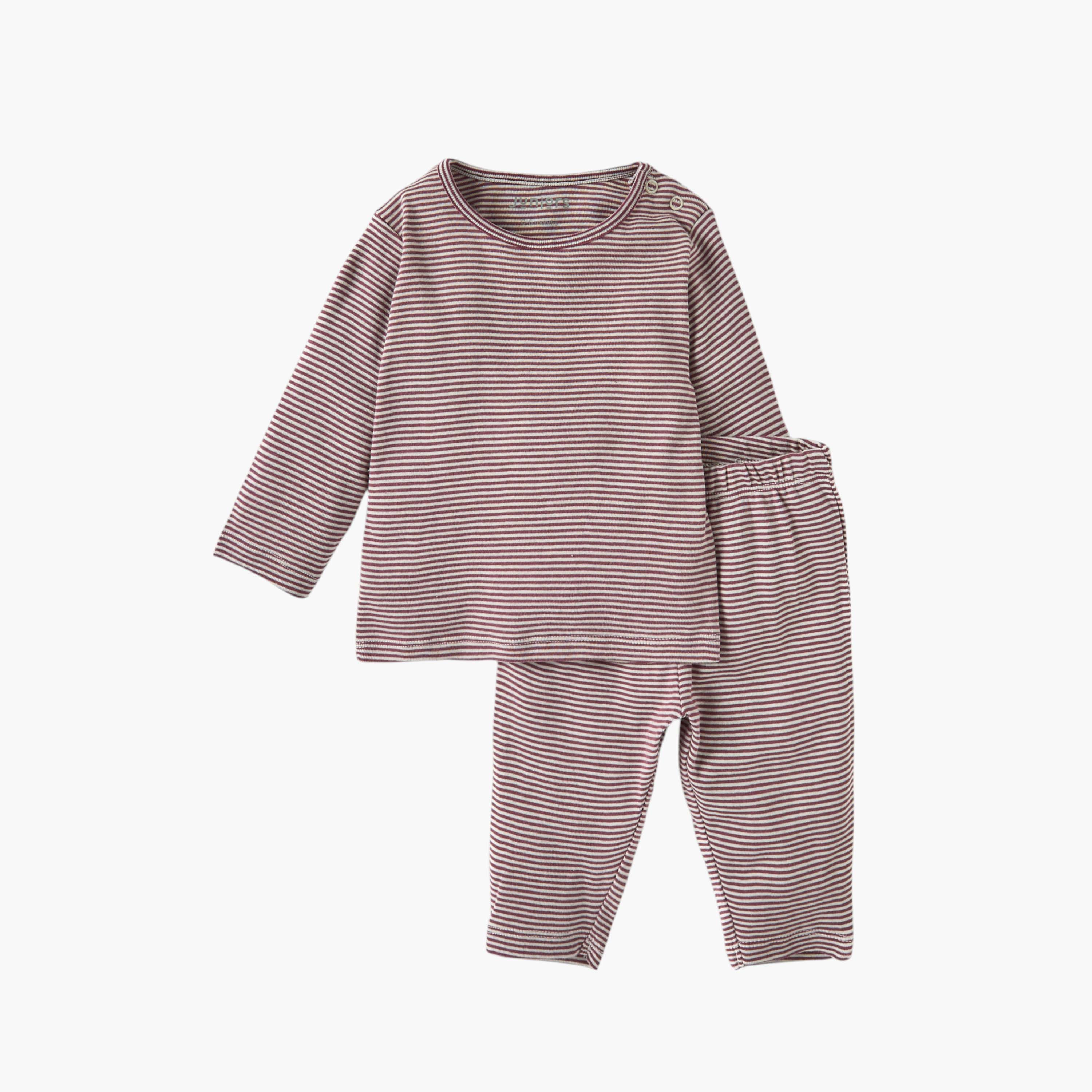 Juniors Striped T-shirt and Pyjama Set-baby-girls-clothing-nightwear-pyjamasets-image-1