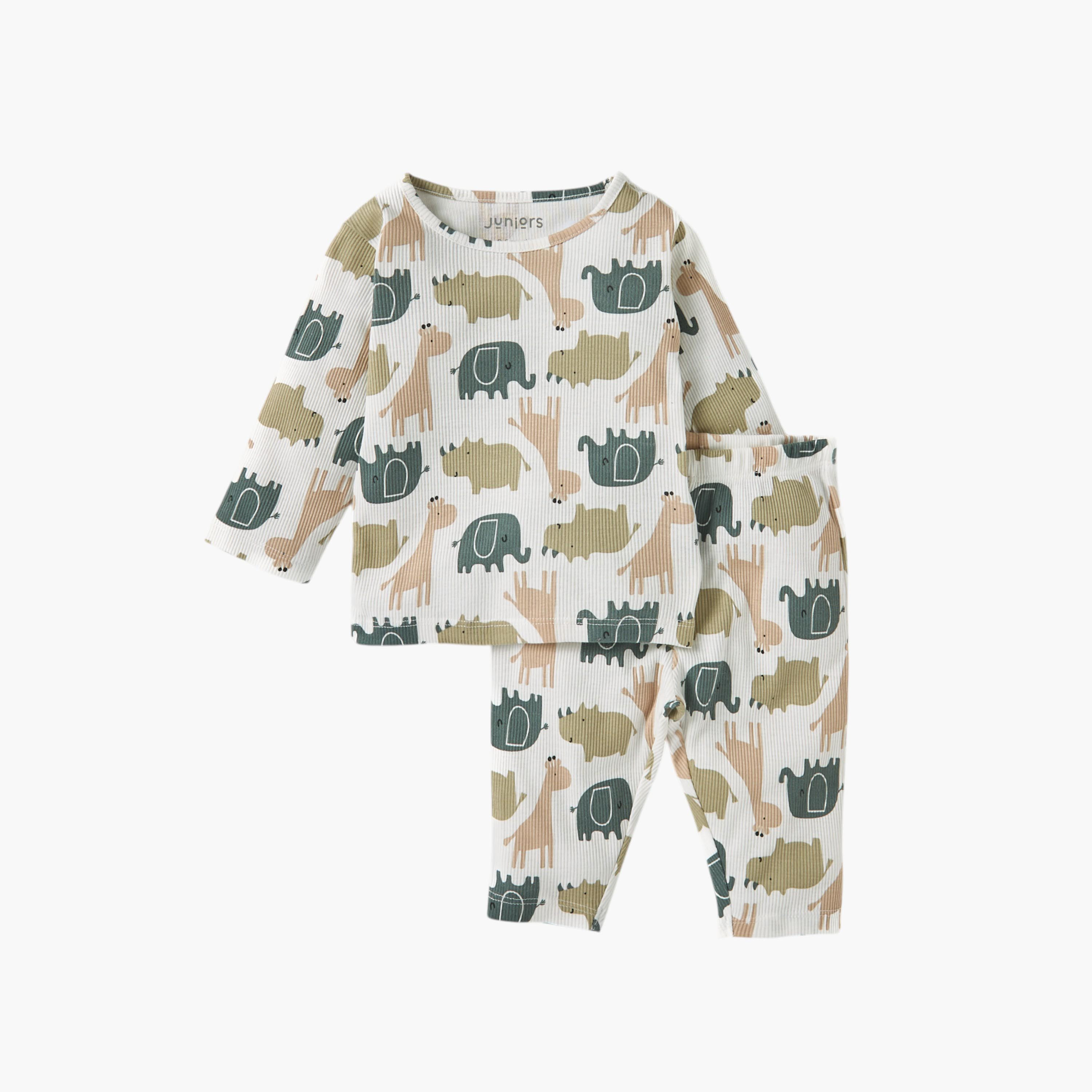 طقم بنطلون بيجاما وتيشيرت بأكمام طويلة وطبعات من جونيورز-baby-girls-clothing-nightwear-pyjamasets-image-1
