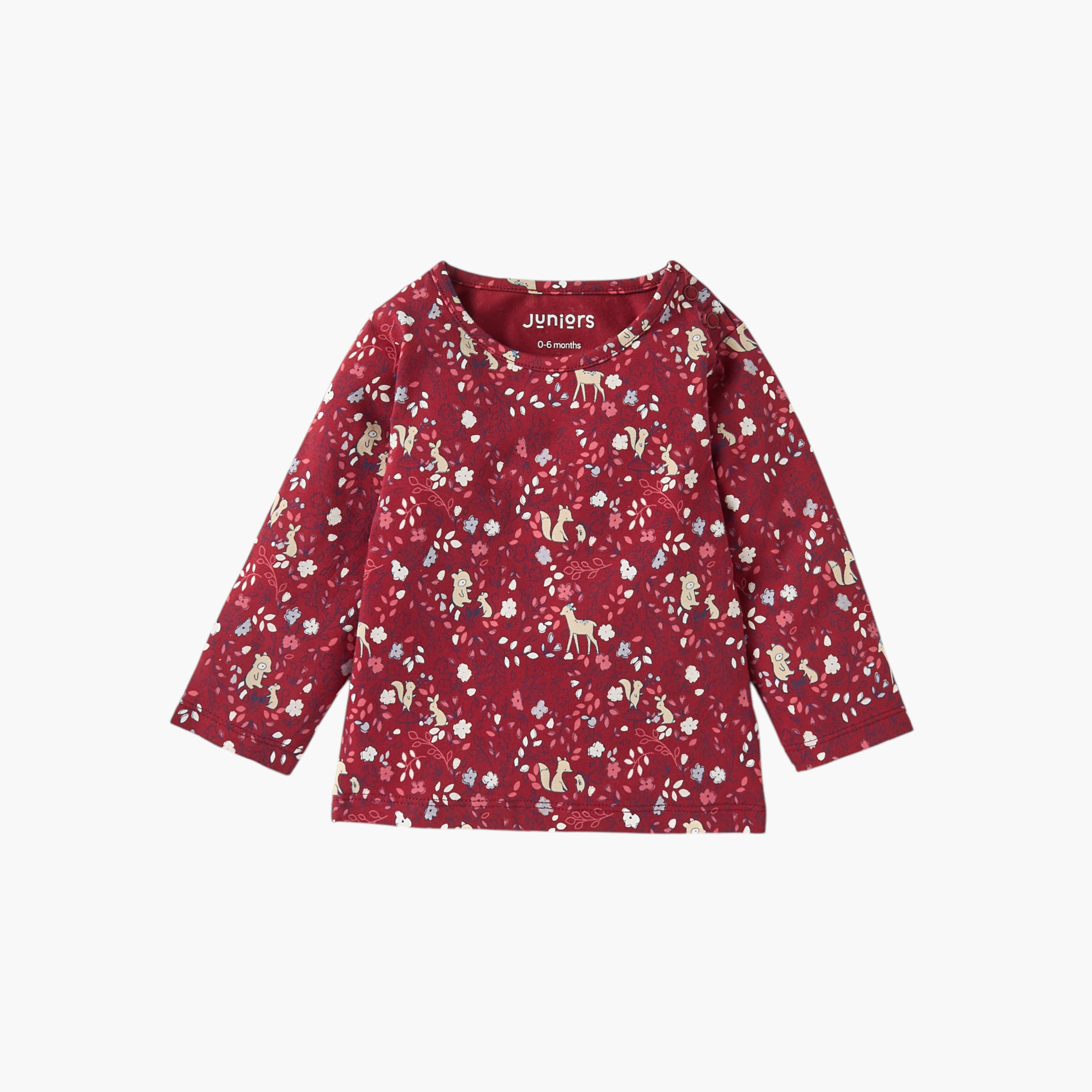 طقم تيشيرت بأكمام طويلة وطبعات مع بنطلون بيجاما من جونيورز-baby-girls-clothing-nightwear-pyjamasets-image-2