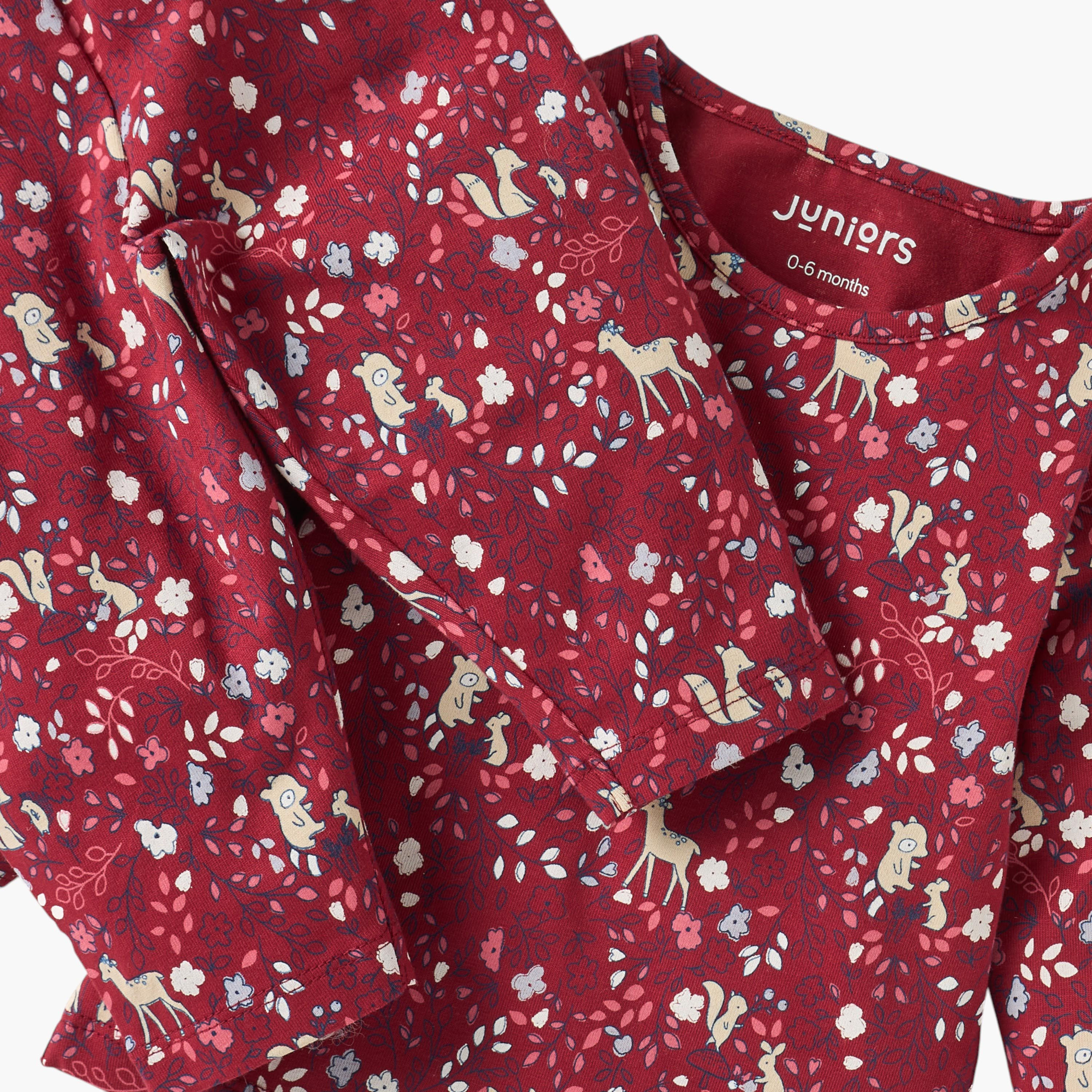 طقم تيشيرت بأكمام طويلة وطبعات مع بنطلون بيجاما من جونيورز-baby-girls-clothing-nightwear-pyjamasets-image-5