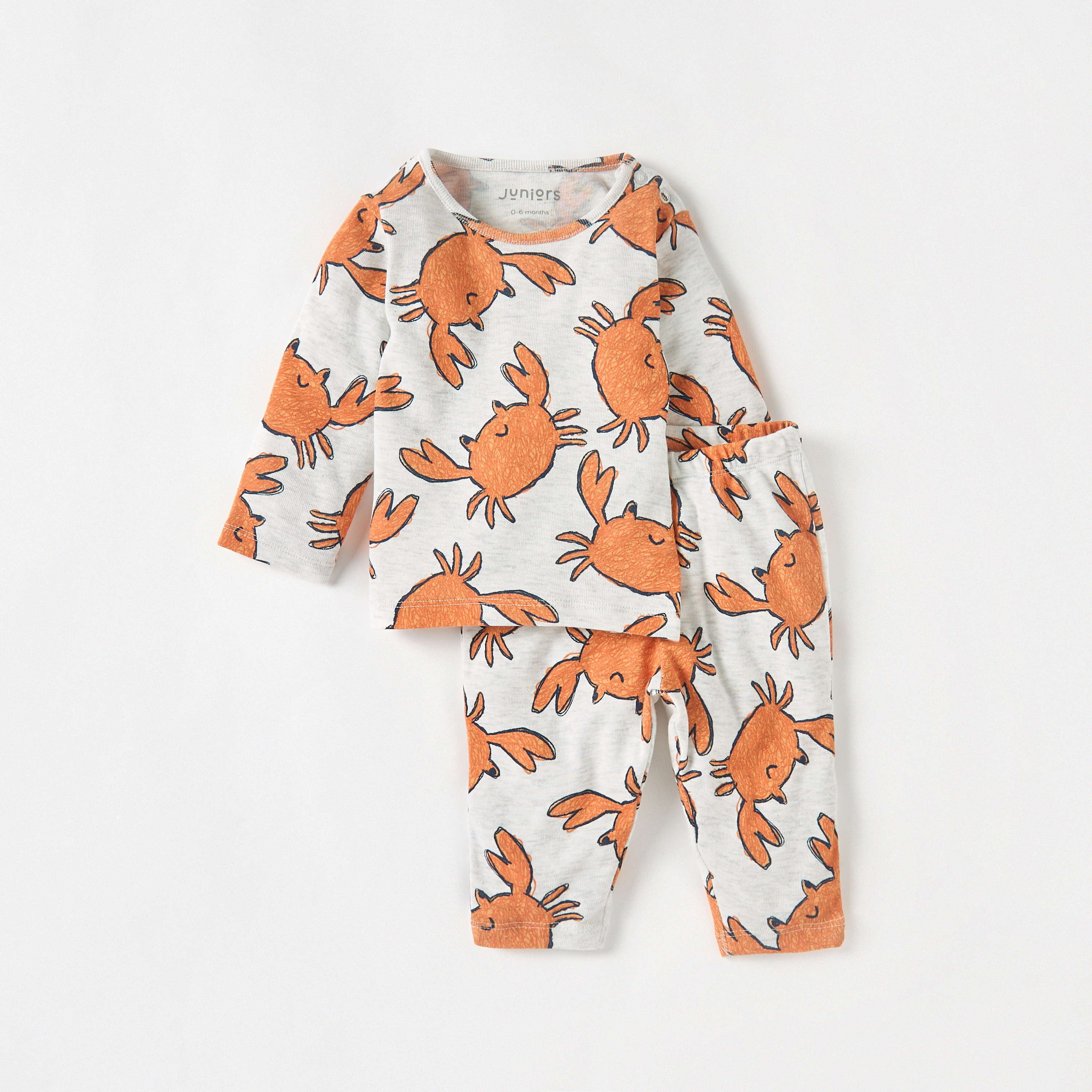 Juniors All-Over Crab Print T-shirt and Pyjama Set-baby-girls-clothing-nightwear-pyjamasets-image-1