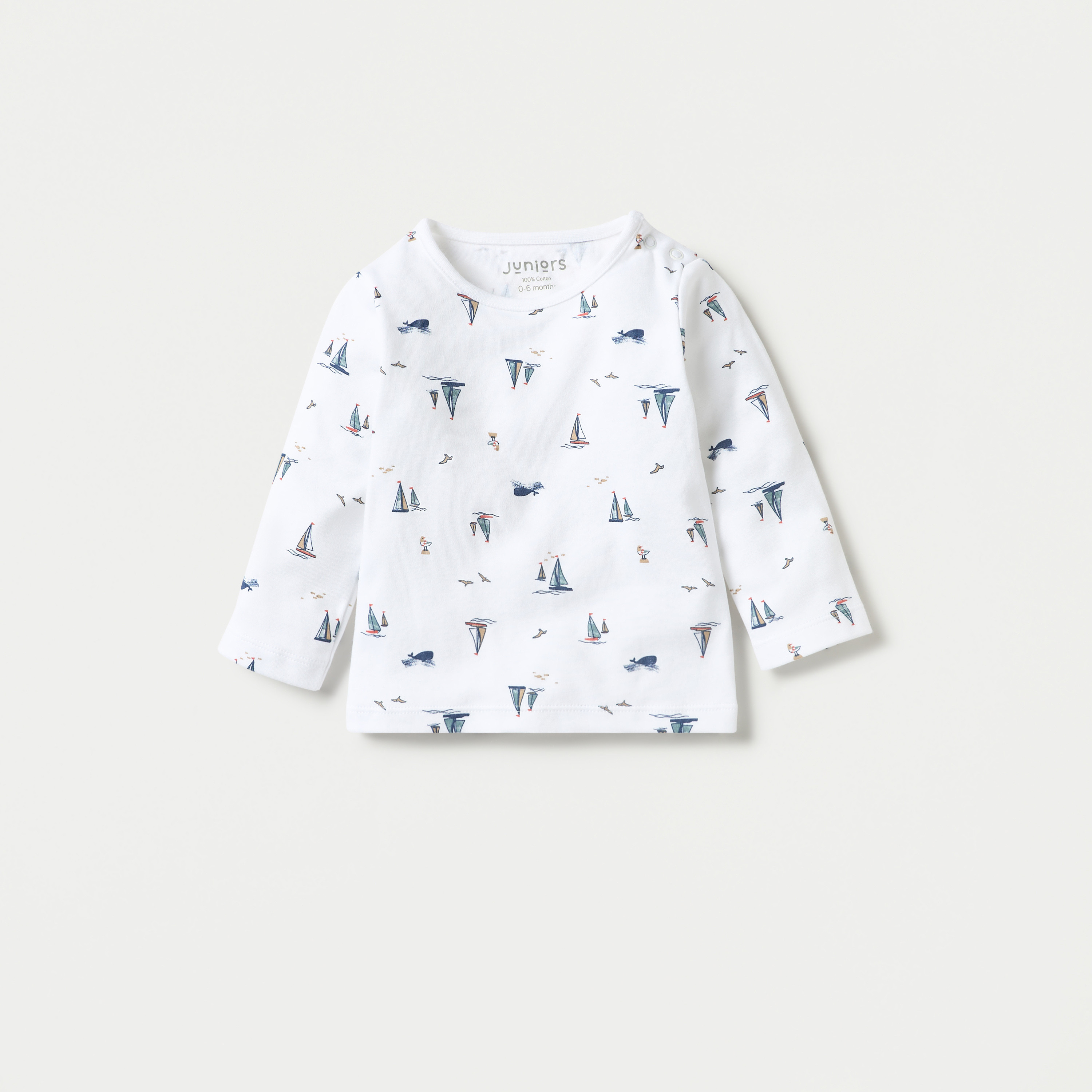 Juniors Boat Print T-shirt and Pyjama Set-baby-boys-clothing-nightwear-pyjamasets-image-2