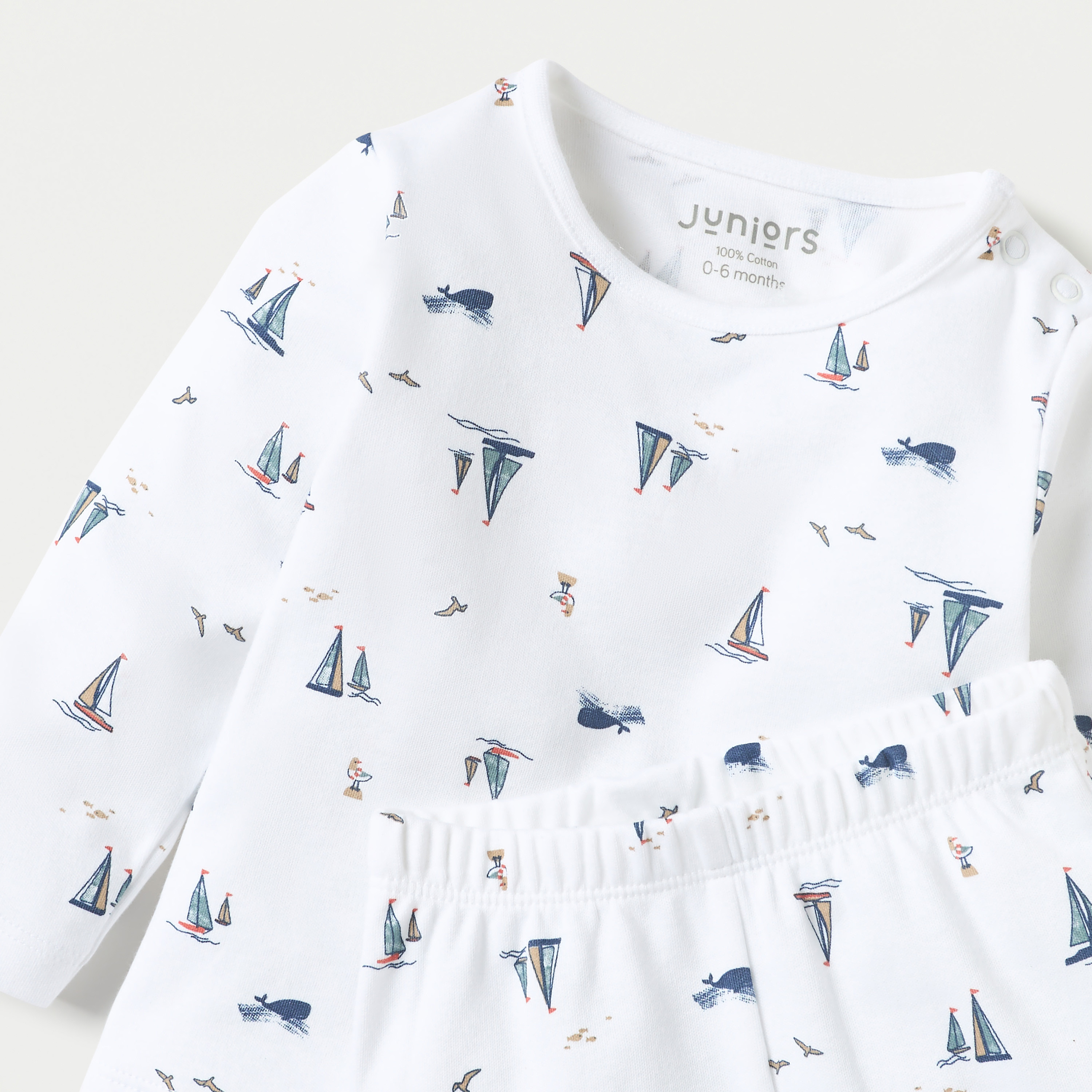 Juniors Boat Print T-shirt and Pyjama Set-baby-boys-clothing-nightwear-pyjamasets-image-3