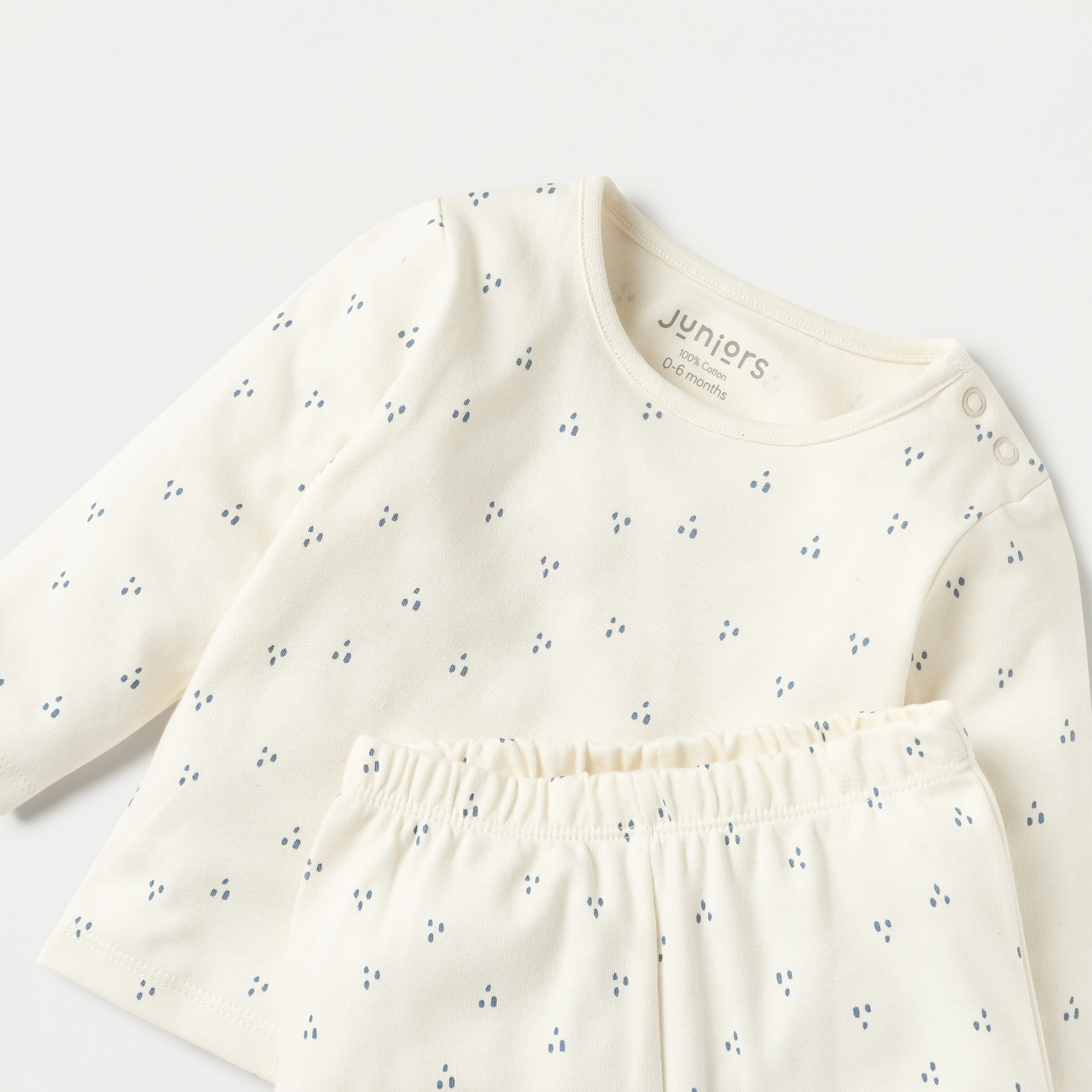 Juniors Dots Print Long Sleeves T-shirt and Pyjama Set-baby-girls-clothing-nightwear-pyjamasets-image-4