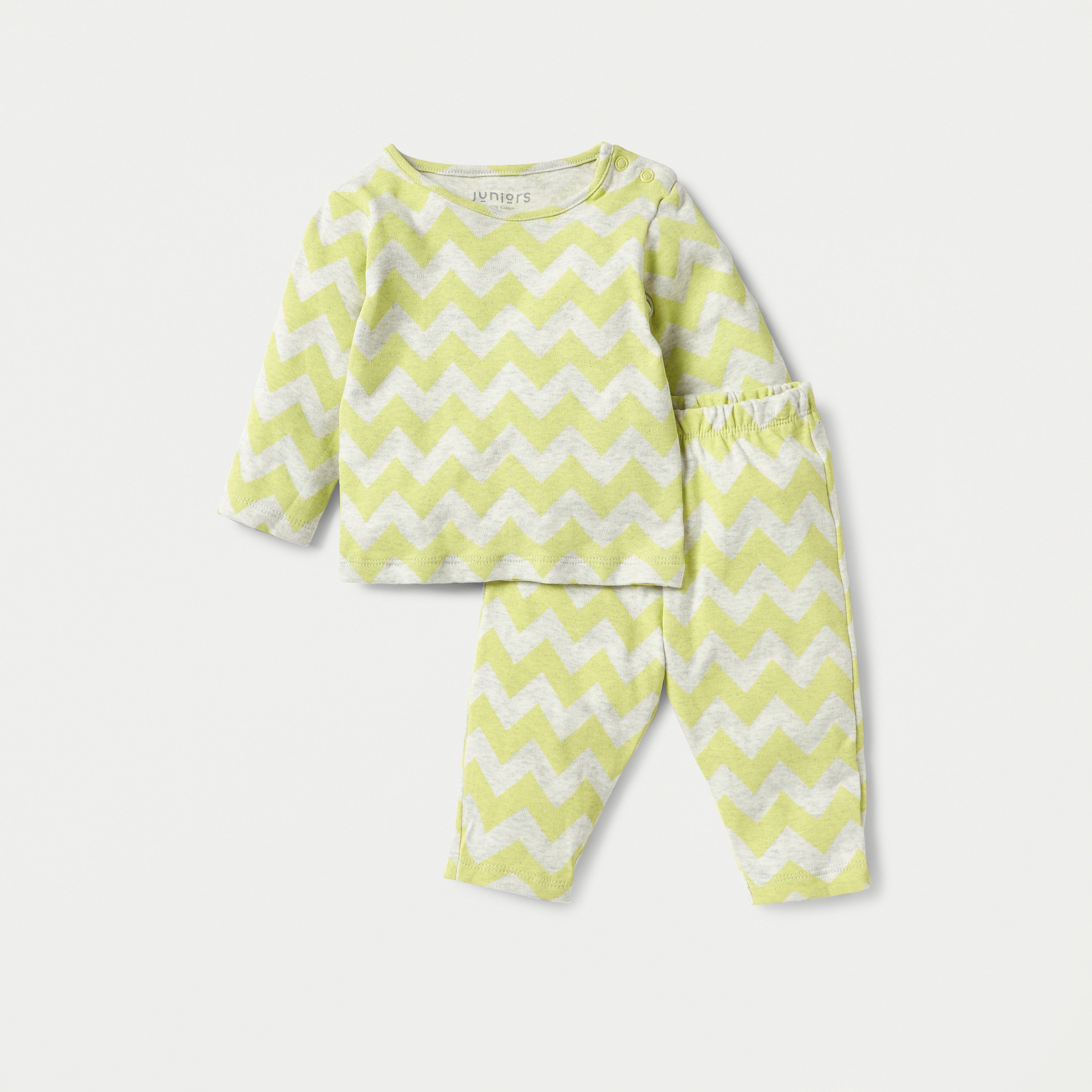Juniors Zig Zag Print T-shirt and Pyjama Set-baby-girls-clothing-nightwear-pyjamasets-image-1